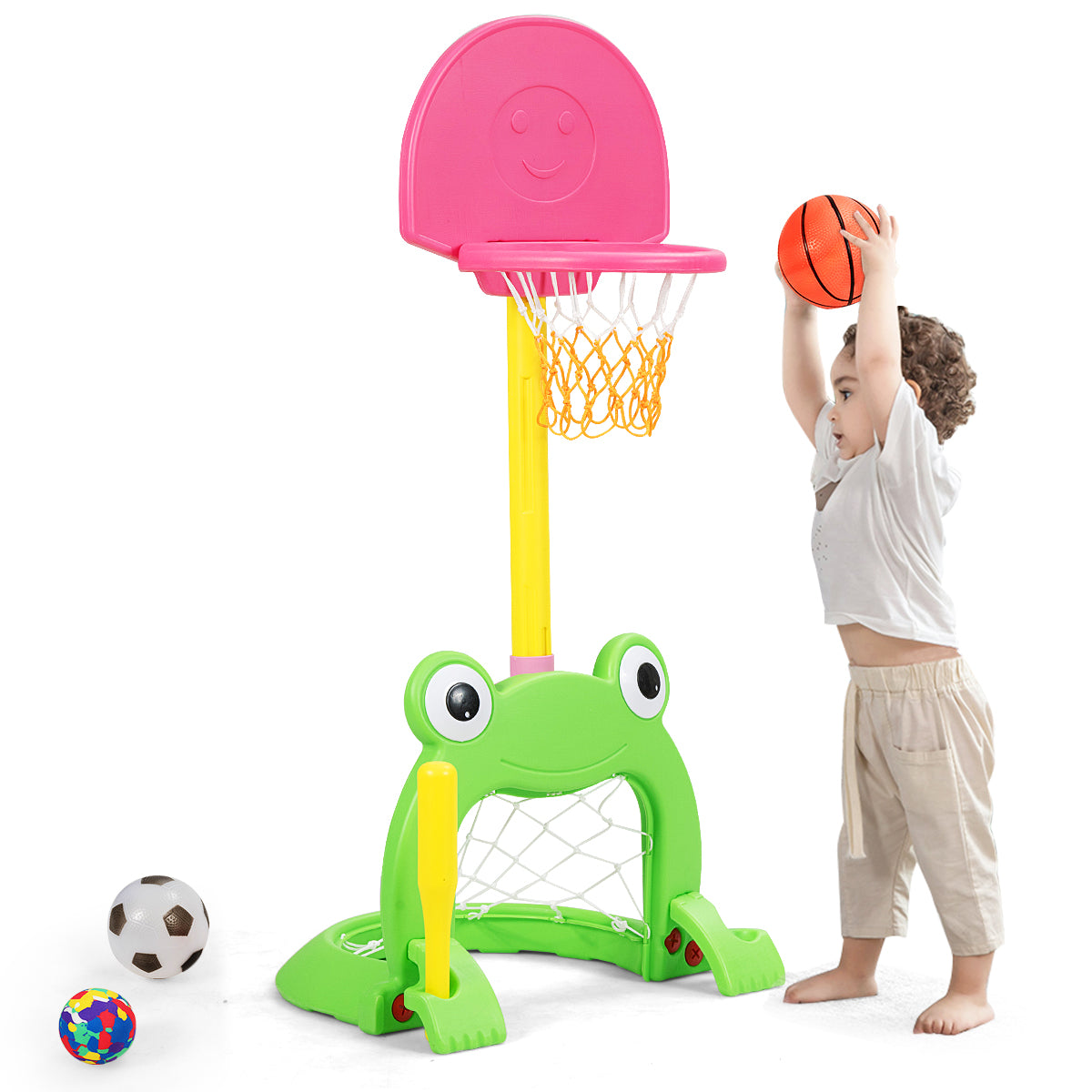 3-in-1 Kids Basketball Hoop Set Stand Kids Crystal