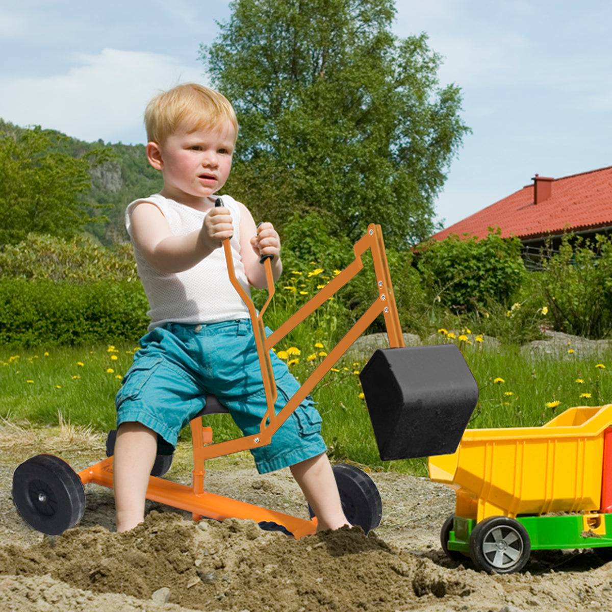 Heavy Duty Kid Ride-on Sand Digger Digging Excavator Kids Crystal