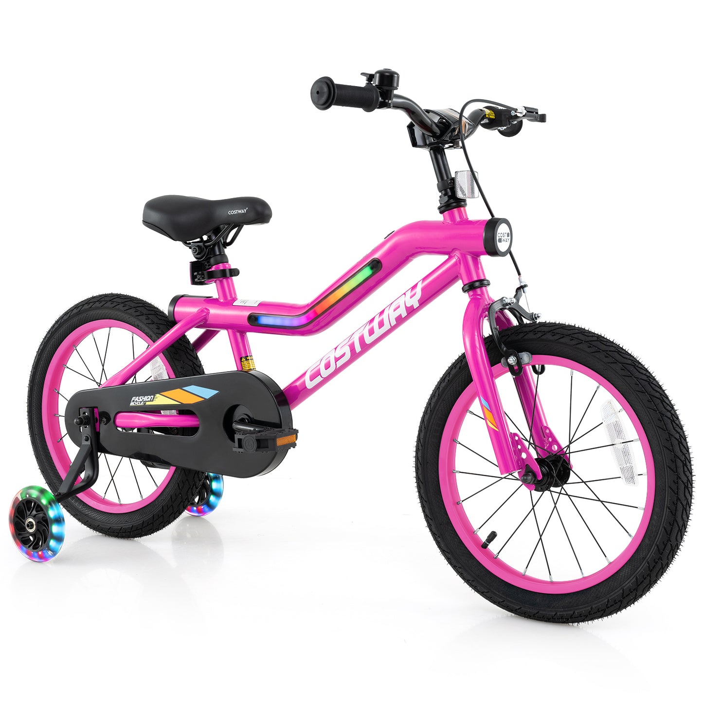 16 Inch LED Lighted Kids Bike with Training Wheels and Headlight for Ages 4-7 Years-16 inches Kids Crystal
