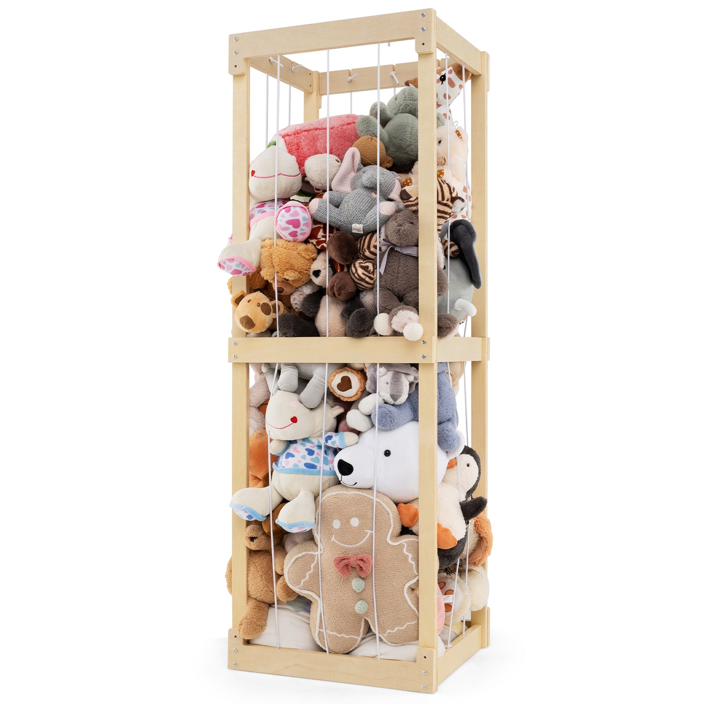 300L Large Stuffed Animal Storage with Open Top and Elastic Cords-Natural Kids Crystal