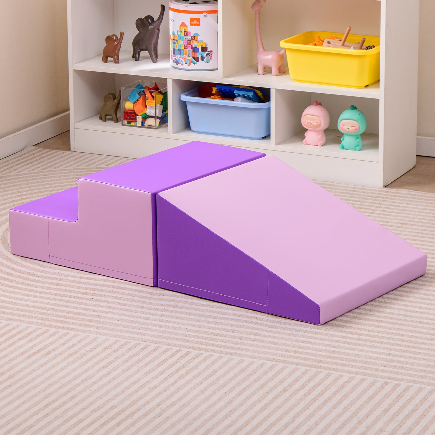 2-Piece Step and Slide Climber for Infants and Toddlers Baby Soft Play Set Foam Blocks-Purple Kids Crystal