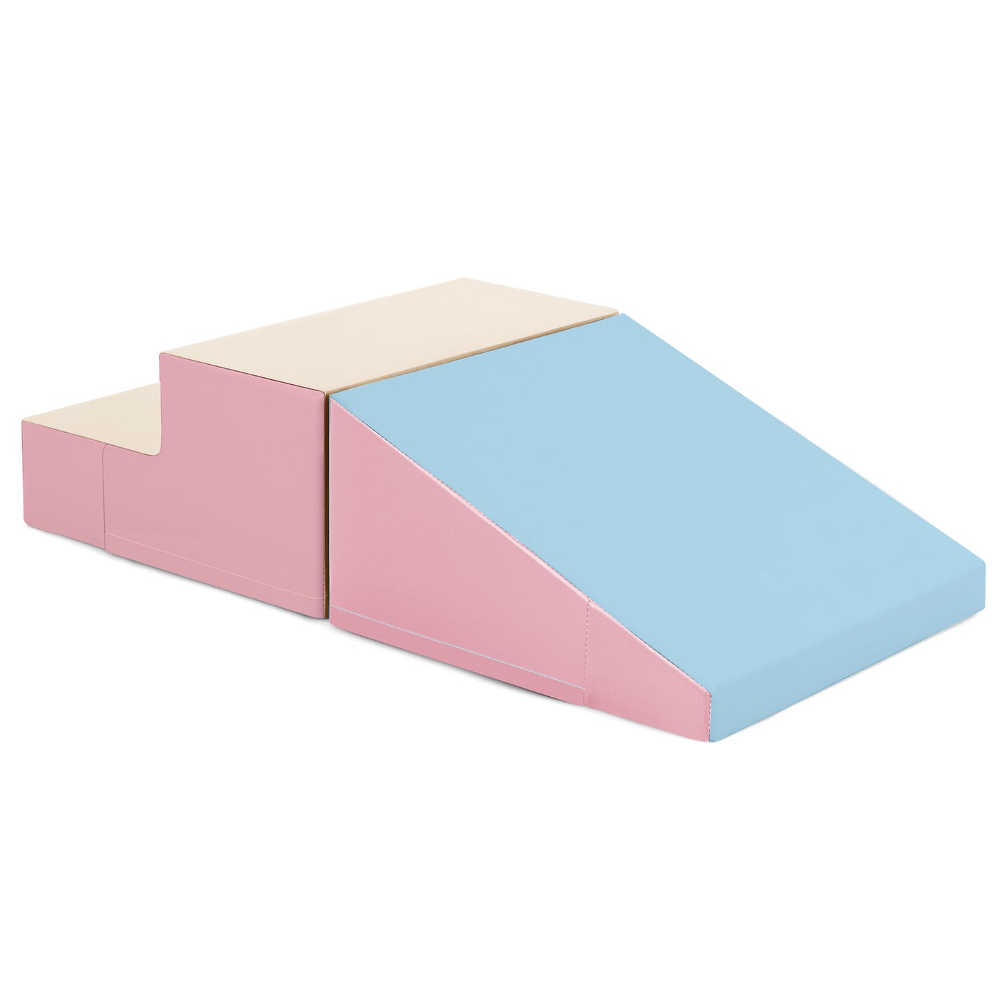 2-Piece Step and Slide Climber for Infants and Toddlers Baby Soft Play Set Foam Blocks-Pink & Blue Kids Crystal