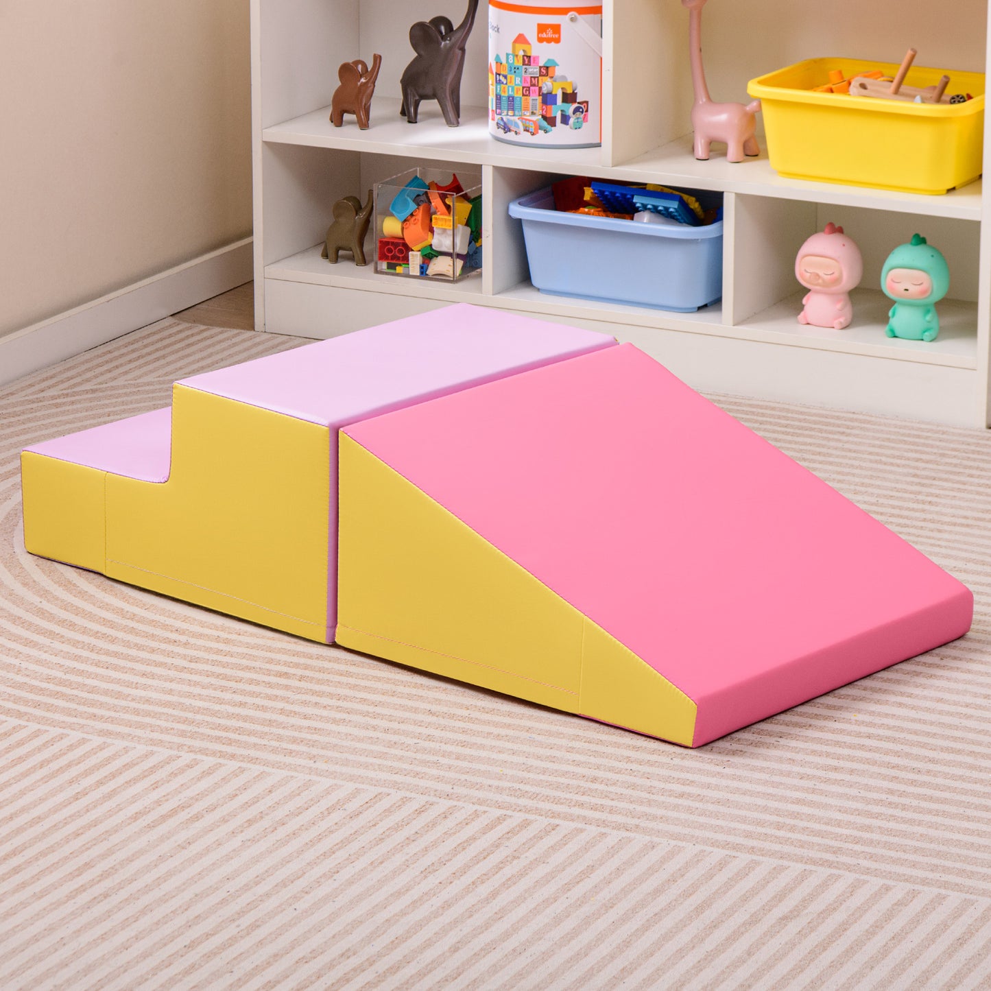 2-Piece Step and Slide Climber for Infants and Toddlers Baby Soft Play Set Foam Blocks-Yellow Kids Crystal