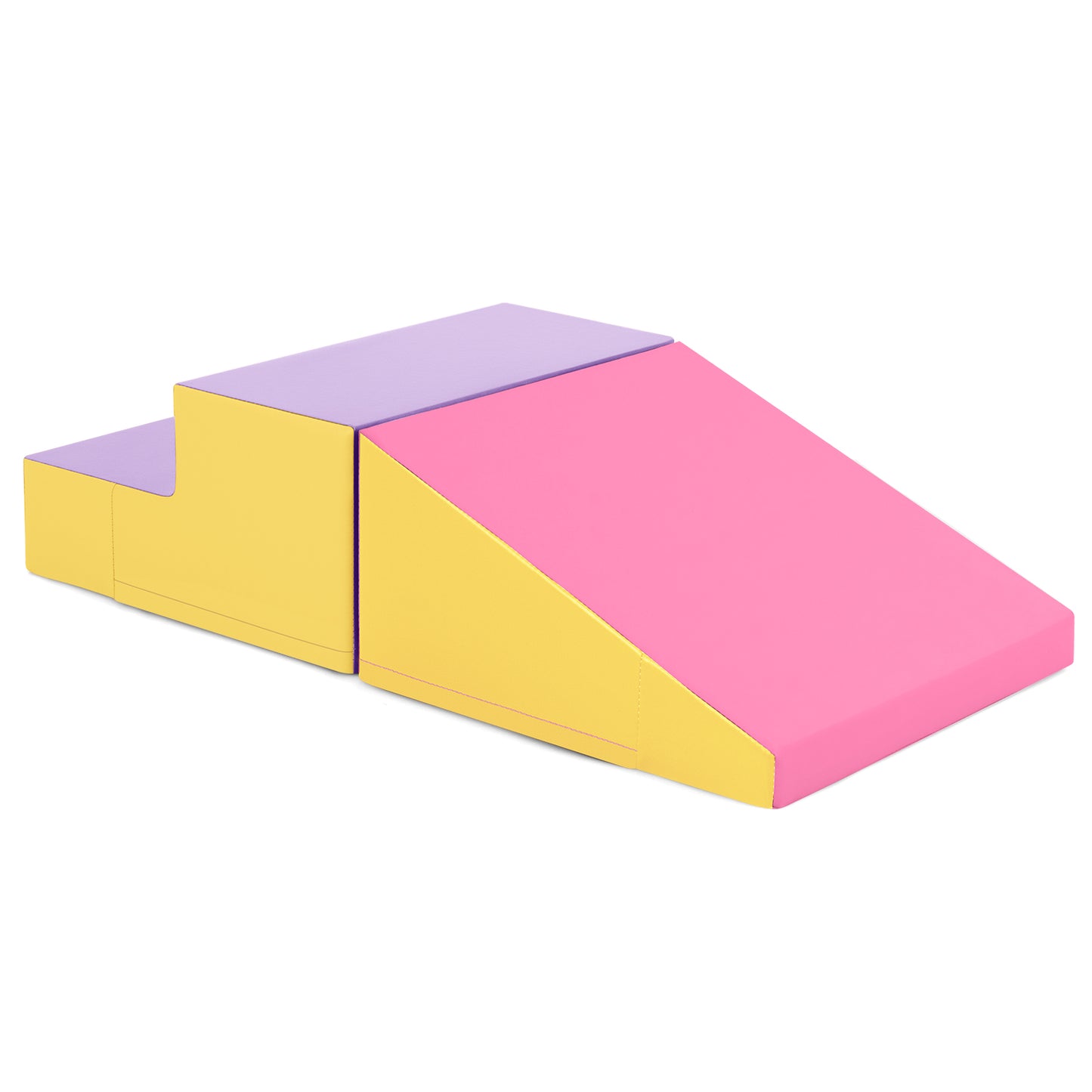 2-Piece Step and Slide Climber for Infants and Toddlers Baby Soft Play Set Foam Blocks-Yellow Kids Crystal