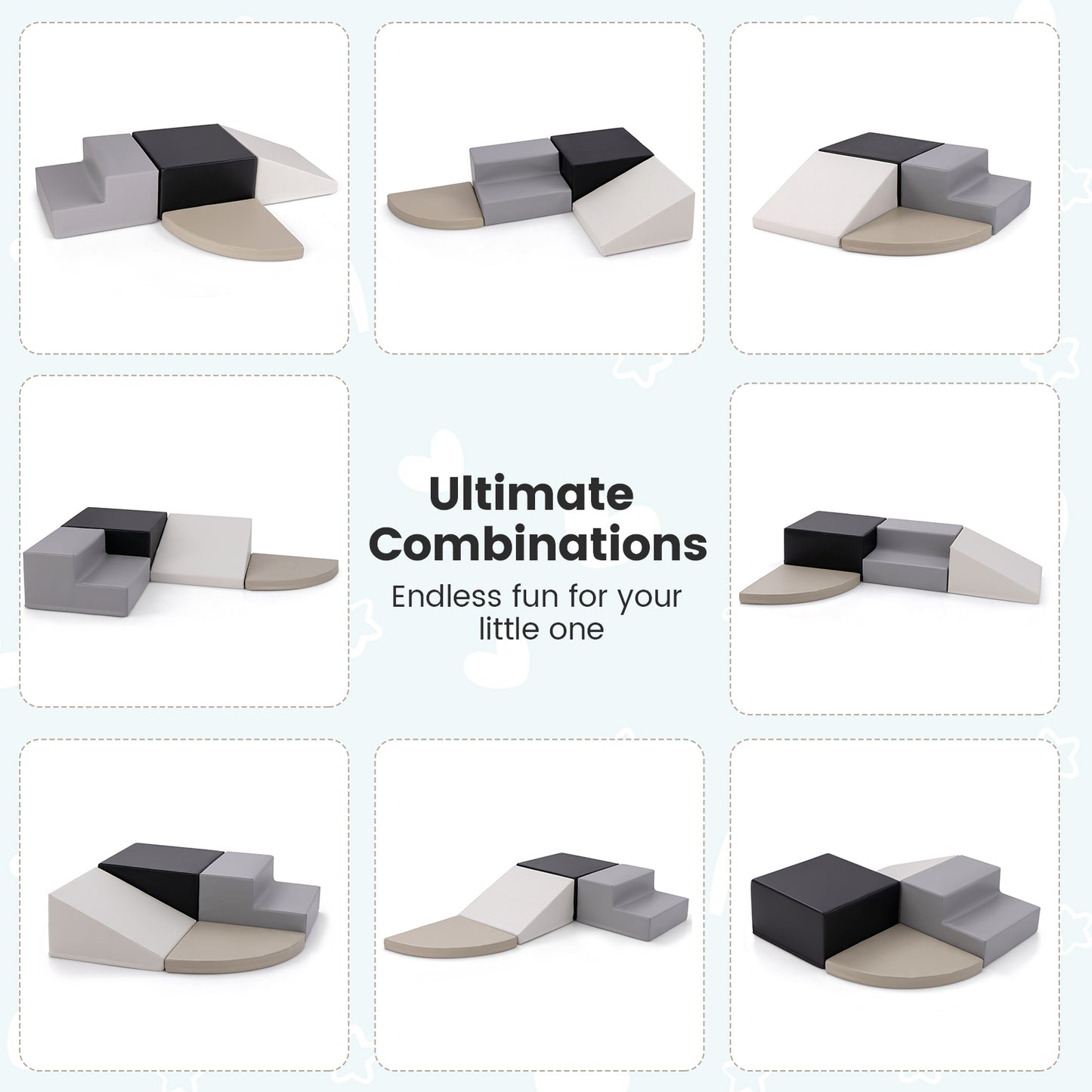 4-Piece Climb and Crawl Foam Block Play Set for Infant Baby-Black Kids Crystal