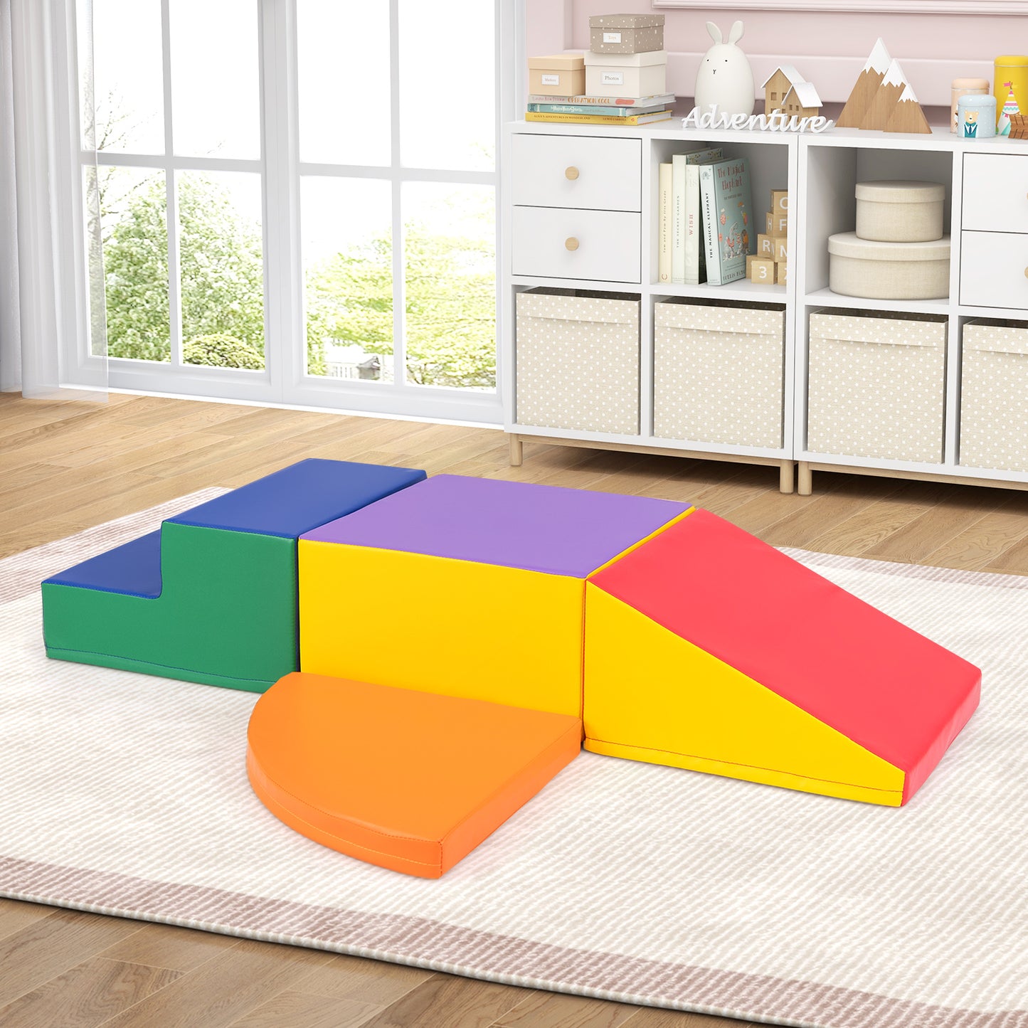 4-Piece Climb and Crawl Foam Block Play Set for Infant Baby-Red Kids Crystal