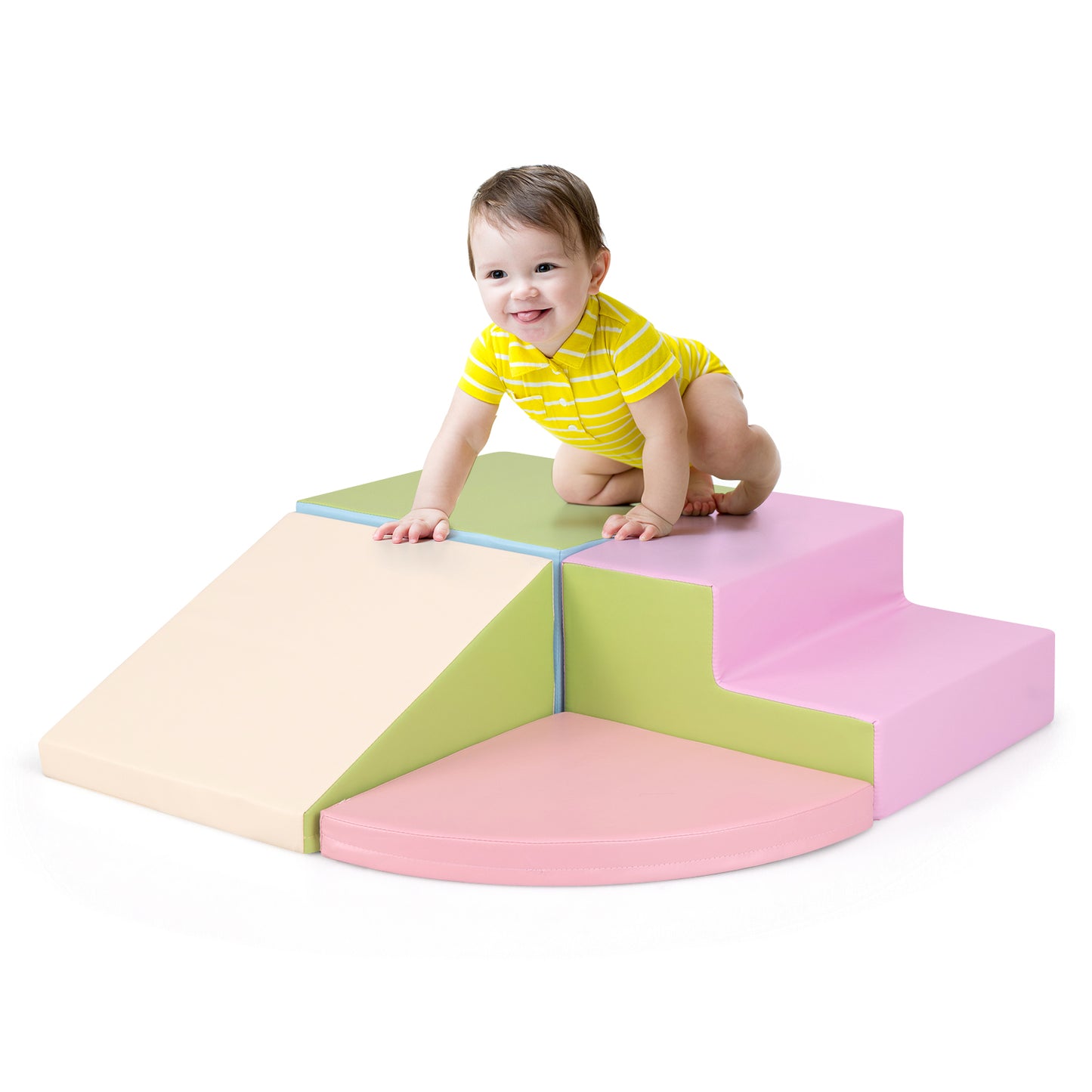 4-Piece Climb and Crawl Foam Block Play Set for Infant Baby-Pink Kids Crystal