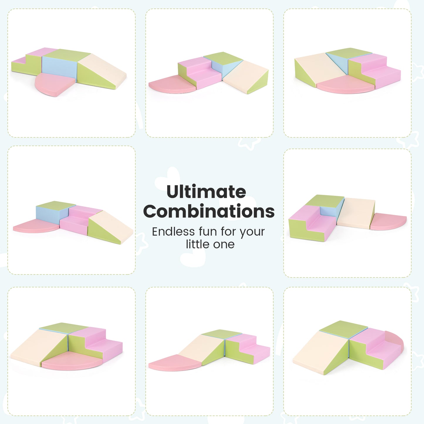 4-Piece Climb and Crawl Foam Block Play Set for Infant Baby-Pink Kids Crystal