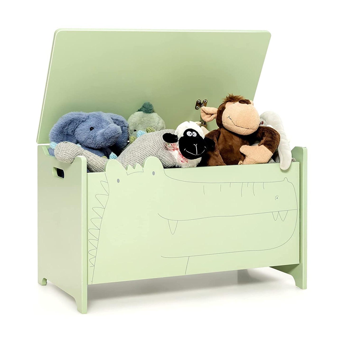 Wooden Kids Toy Box with Safety Hinge-Green Kids Crystal