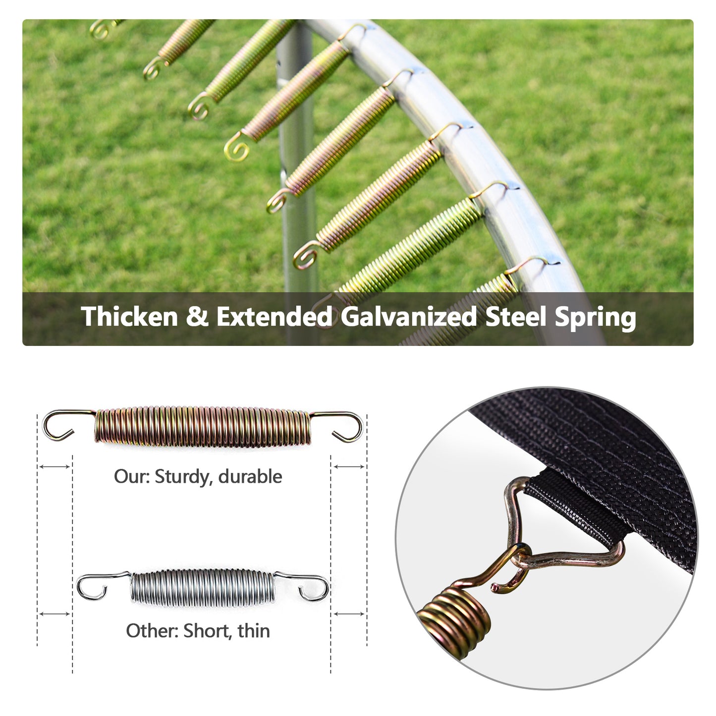 8 feet Safety Jumping Round Trampoline with Spring Safety Pad Kids Crystal