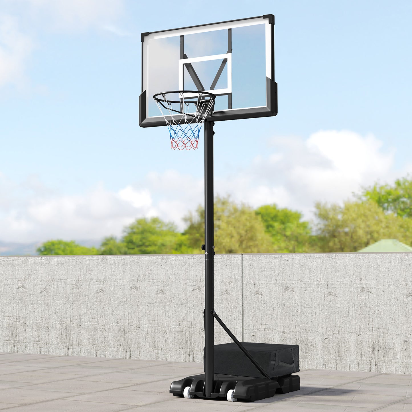 Portable Basketball Hoop Outdoor Basketball Goal System Adjustable for Kids Teens Adults Kids Crystal