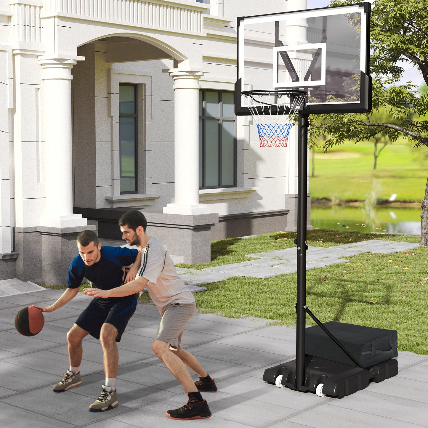 Portable Basketball Hoop Outdoor Basketball Goal System Adjustable for Kids Teens Adults Kids Crystal