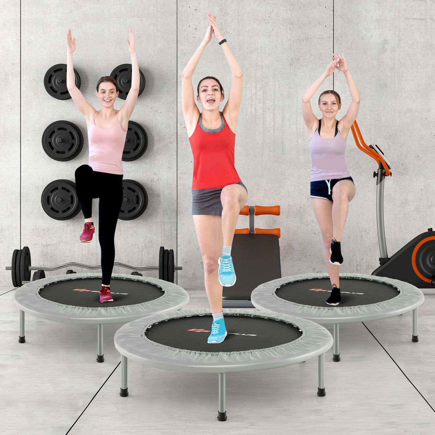 36 Inch Mini Folding Trampoline Portable Recreational Fitness Rebounder-Silver Kids Crystal