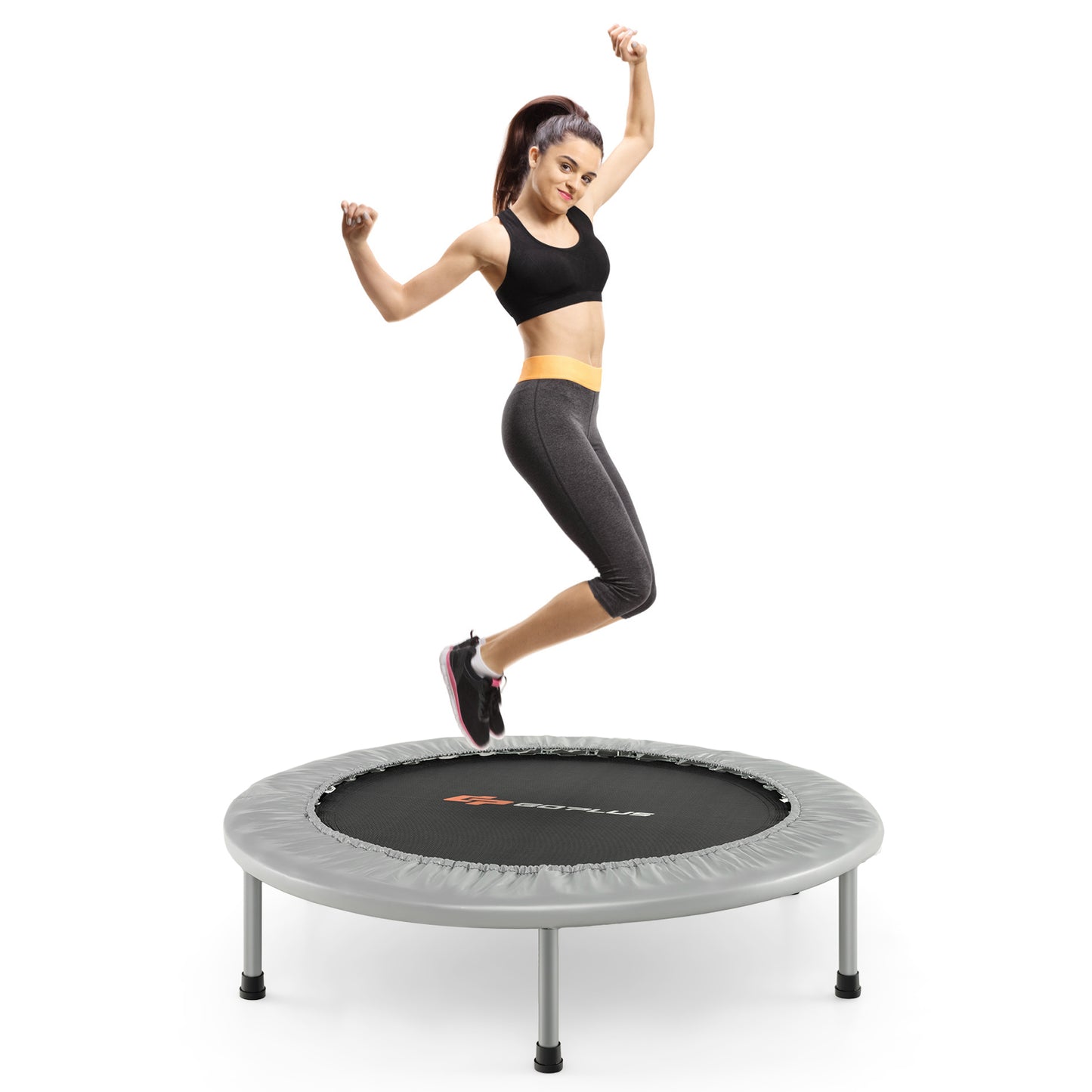 36 Inch Mini Folding Trampoline Portable Recreational Fitness Rebounder-Silver Kids Crystal