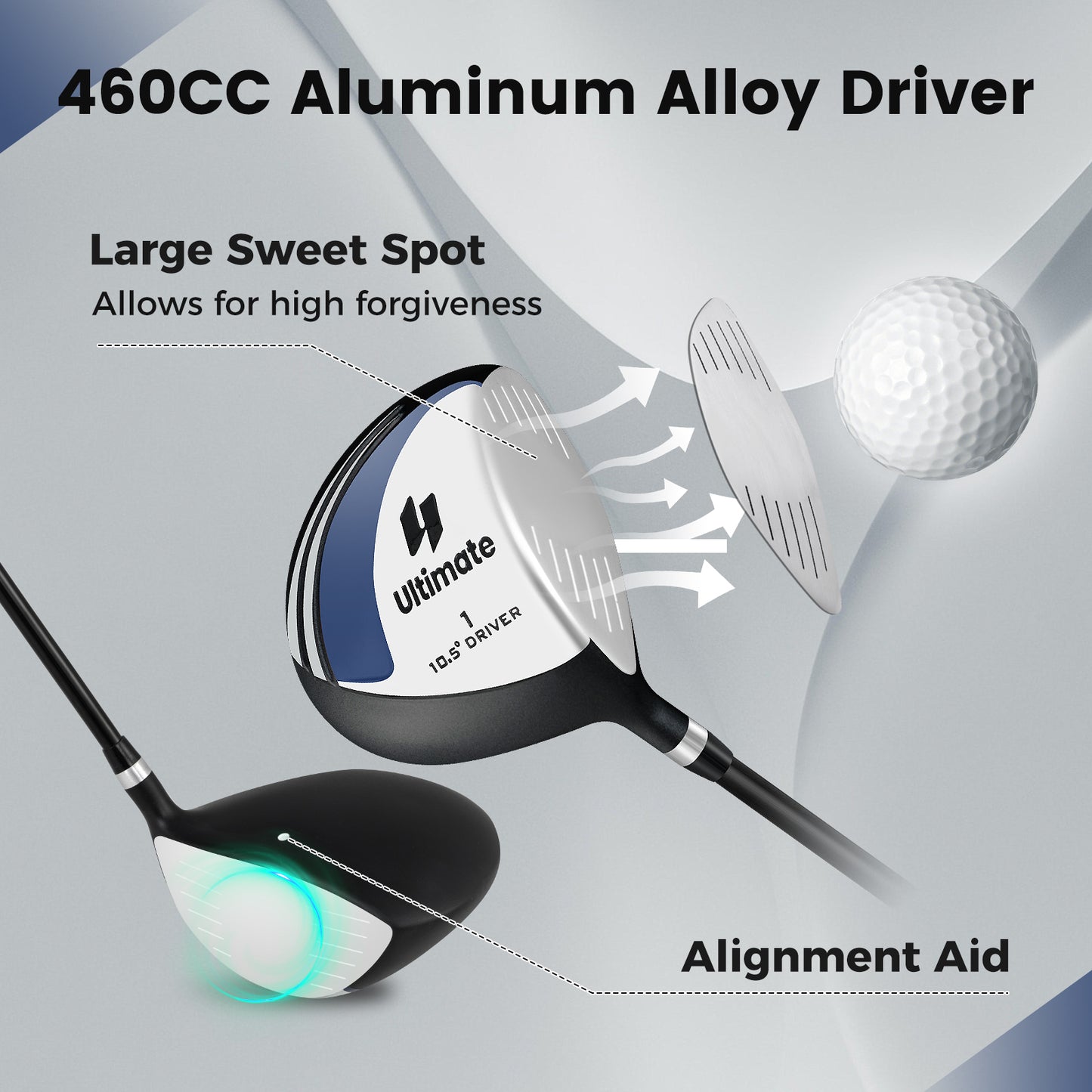 10.5° Individual Driver Golf Club for Men 460CC Kids Crystal