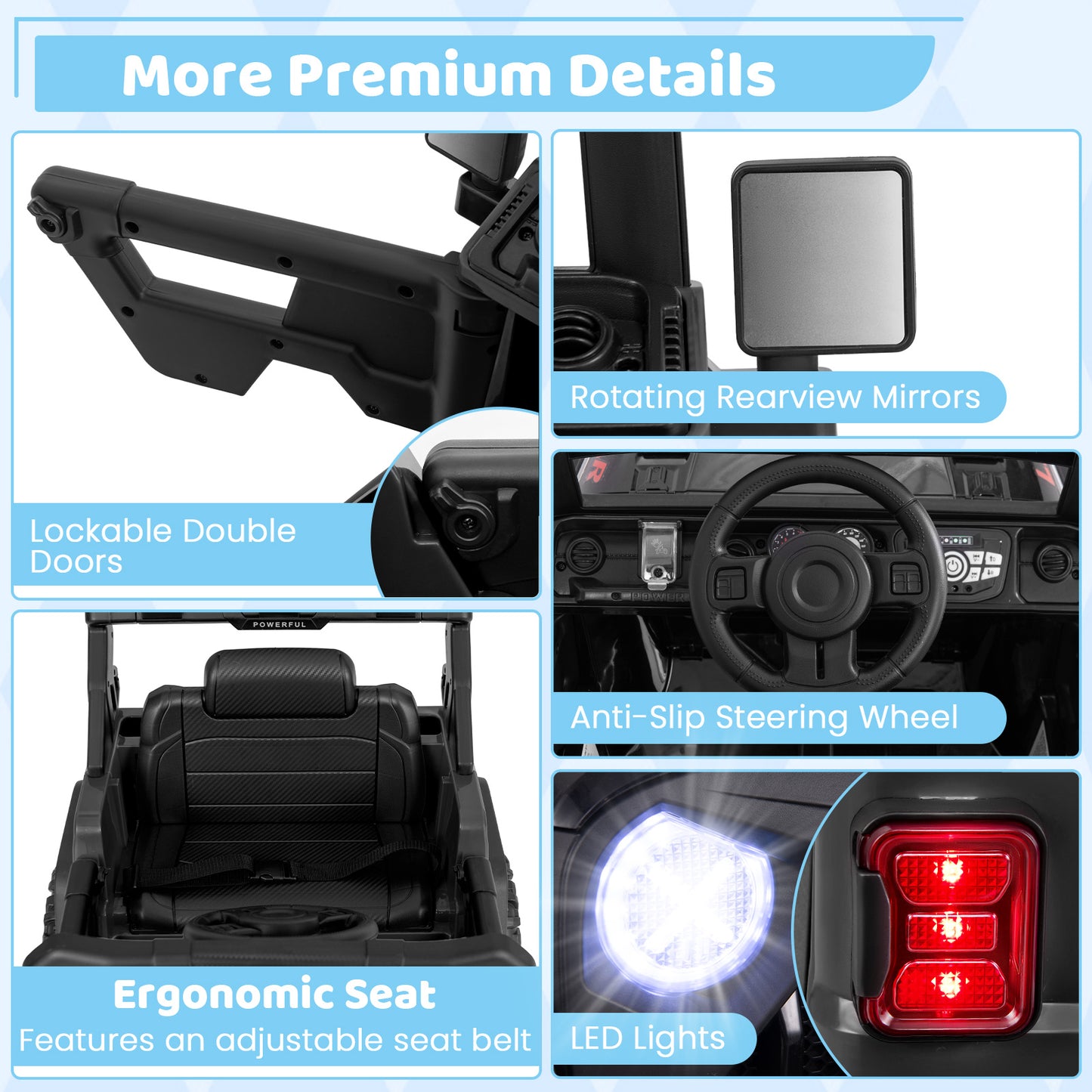 12V Electric Kids Ride on Truck with Remote Control and Music-Black Kids Crystal