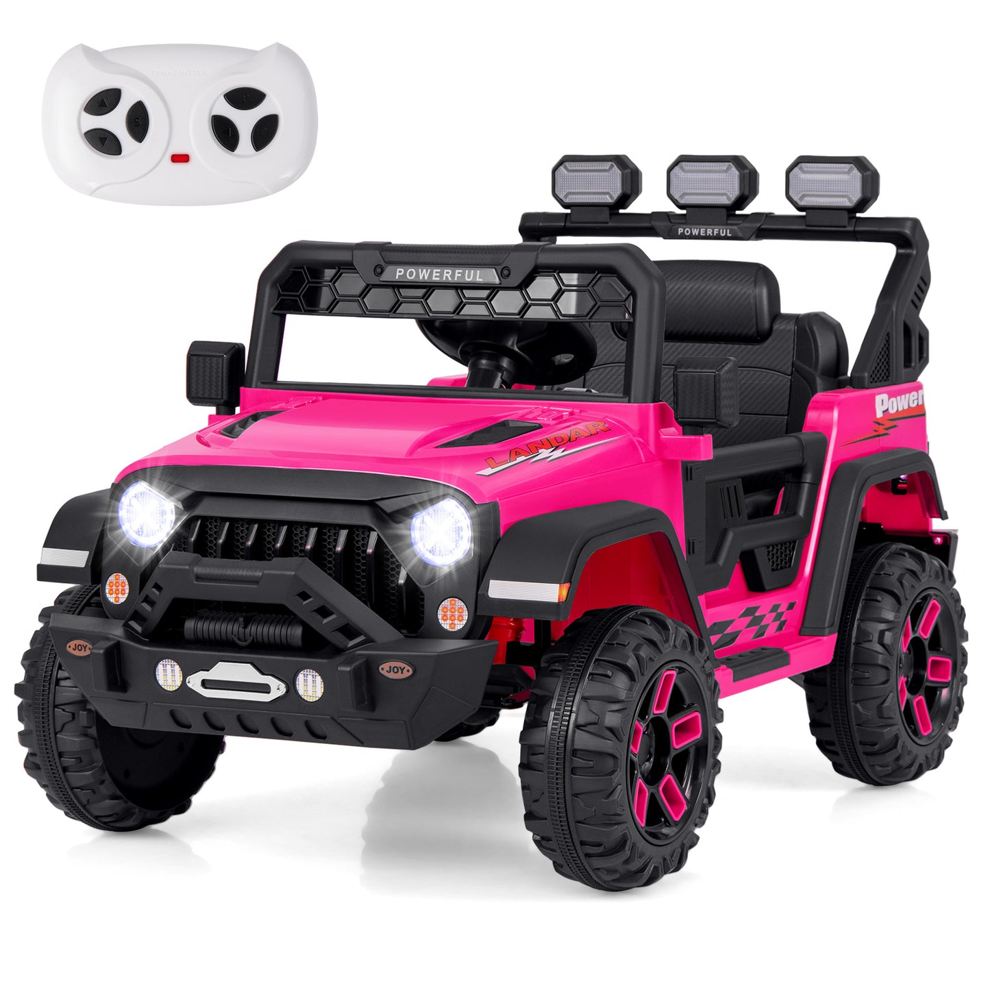 12V Electric Kids Ride on Truck with Remote Control and Music-Pink Kids Crystal