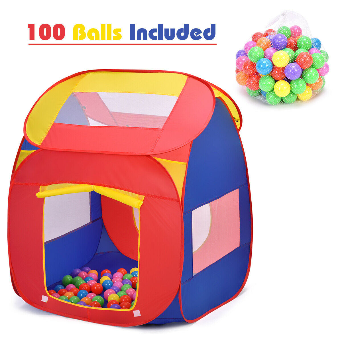 Portable Kid Play House Toy Tent with 100 Balls Kids Crystal