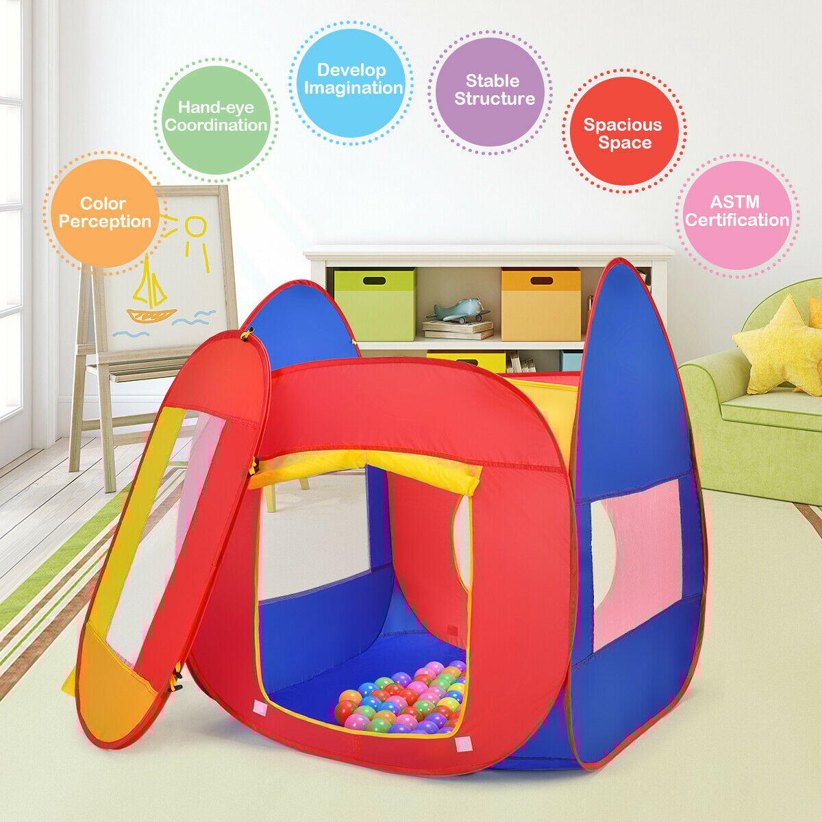 Portable Kid Play House Toy Tent with 100 Balls Kids Crystal