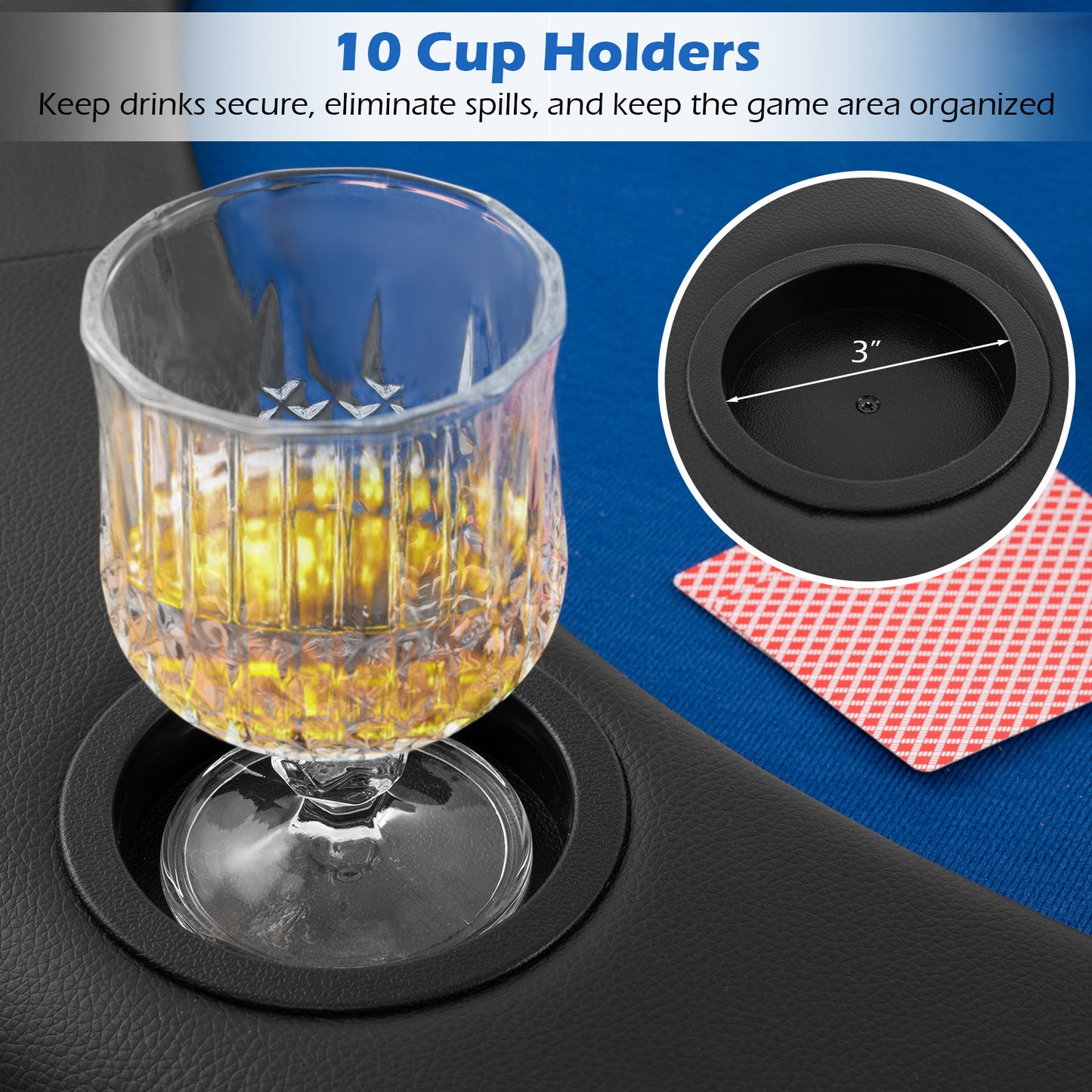 Portable 84 x 42 Inch 10-Player Foldable Padded Poker Table Top-Blue Kids Crystal