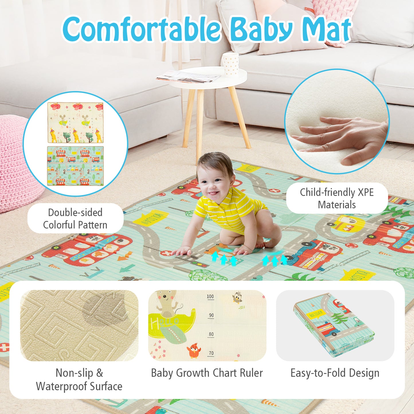 Large Baby Playpen with Mat and Ocean Balls-Light gray Kids Crystal
