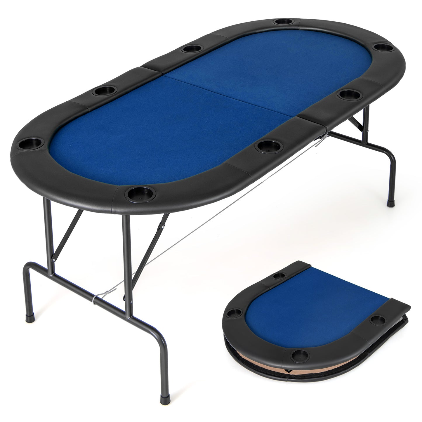 8 Players Texas Holdem Foldable Poker Table-Blue Kids Crystal