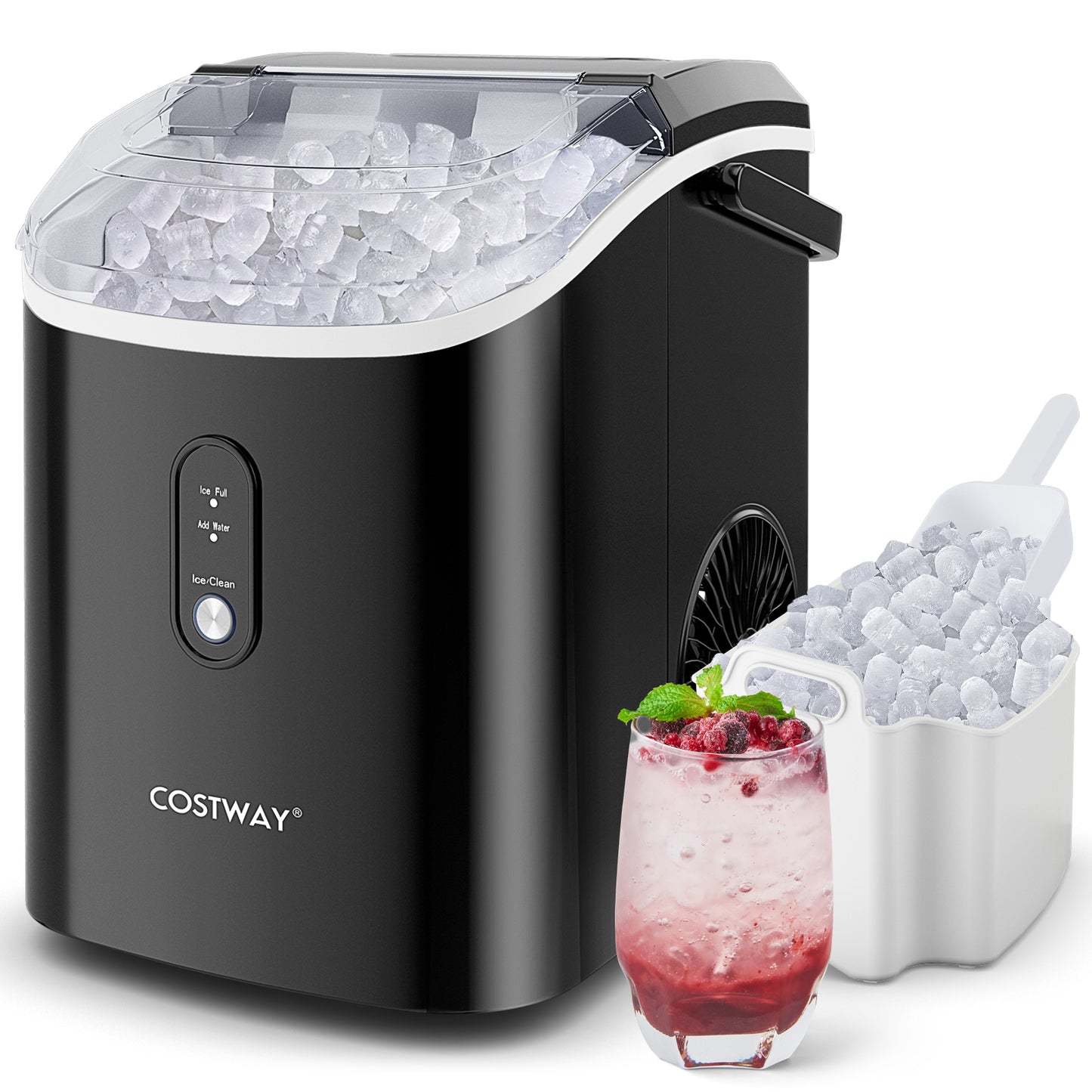 Nugget Countertop Ice Maker with Soft Chewable Pellet Ice-Black Kids Crystal