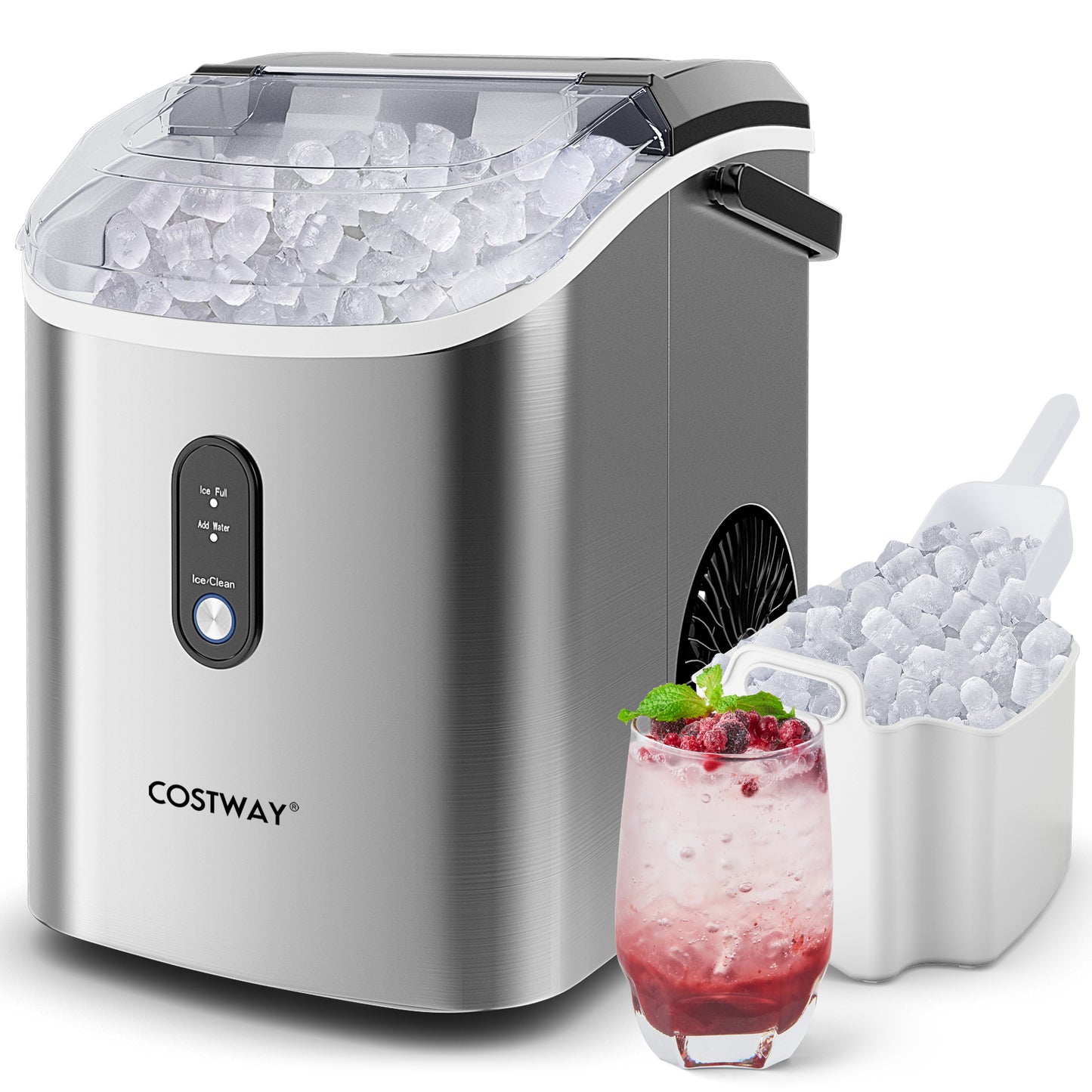 Nugget Countertop Ice Maker with Soft Chewable Pellet Ice-Silver Kids Crystal