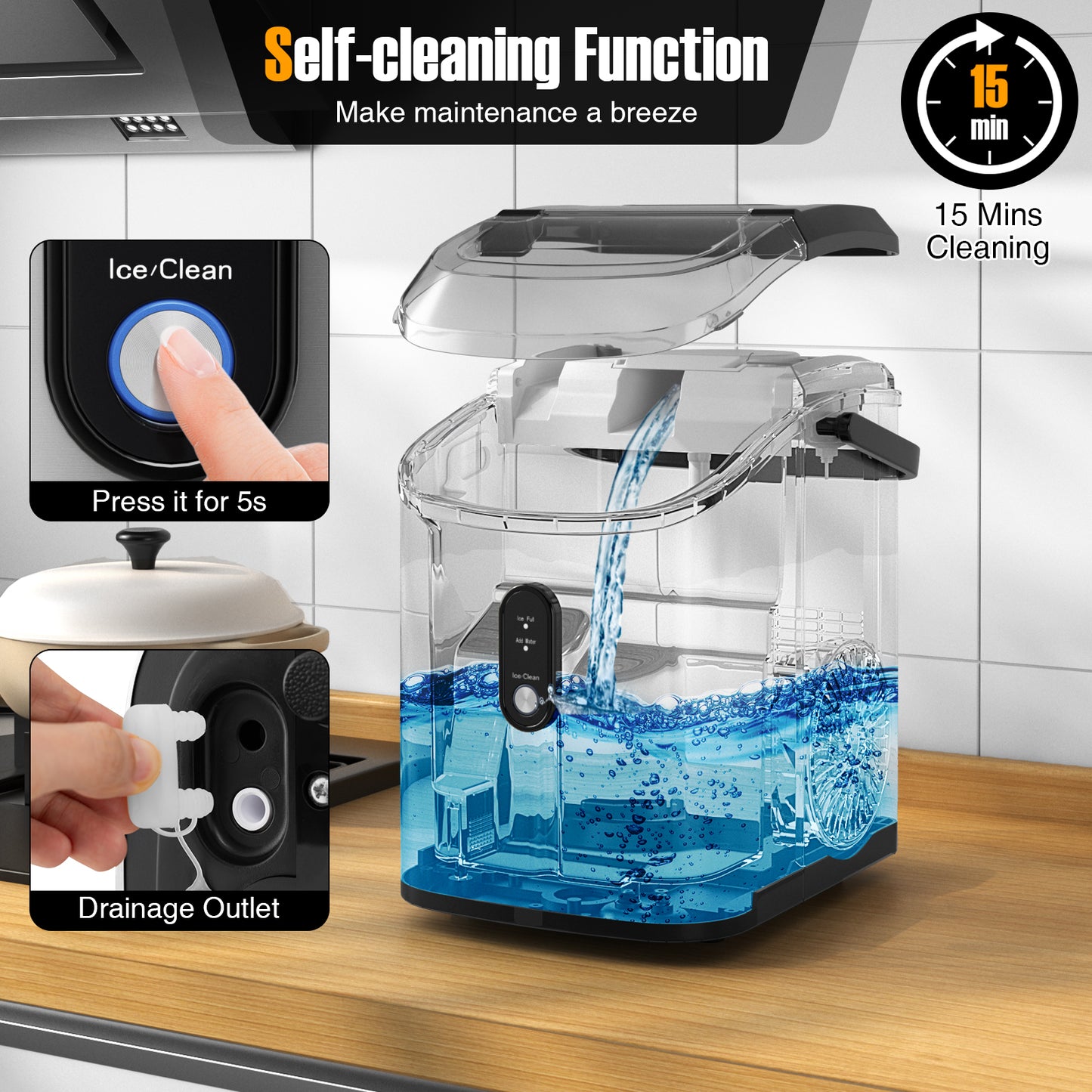 Nugget Countertop Ice Maker with Soft Chewable Pellet Ice-Silver Kids Crystal