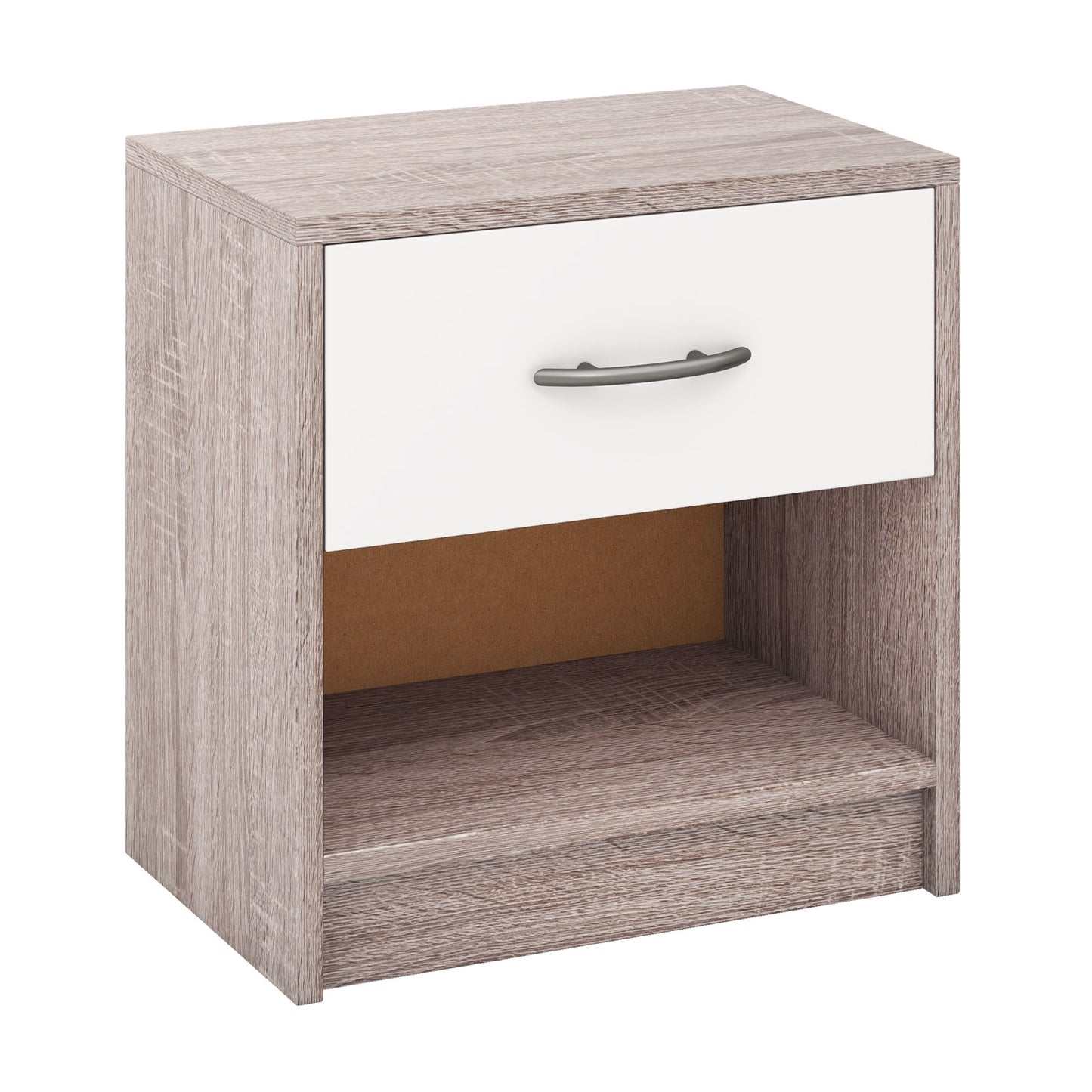 Bedside Table Nightstand with Drawer and Open Storage Shelf-Light Gray Kids Crystal