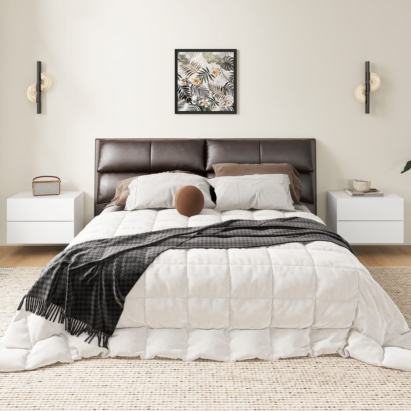 Floating Nightstand with Drawers and Storage Shelf-White Kids Crystal