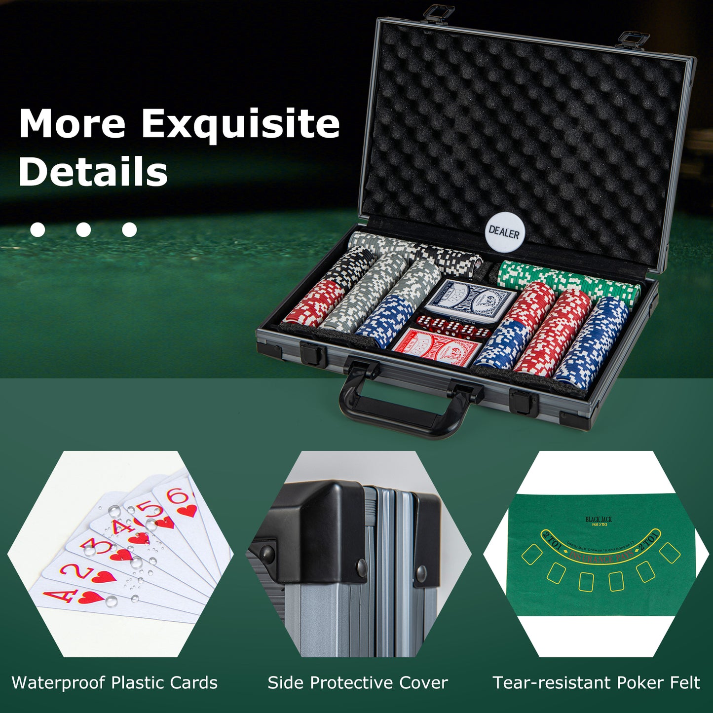 Texas Holdem Poker Chip Set Casino Poker Chips with 400 Pieces Chips-Black Kids Crystal