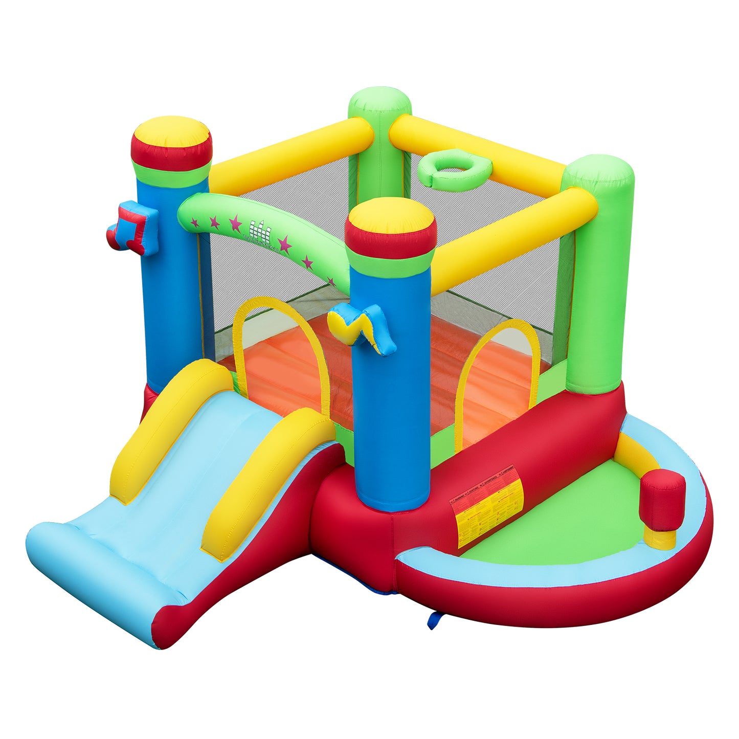 Inflatable Bounce House Kids Music-Themed Castle Sound Interaction Inflatable Bouncer without Blower Kids Crystal