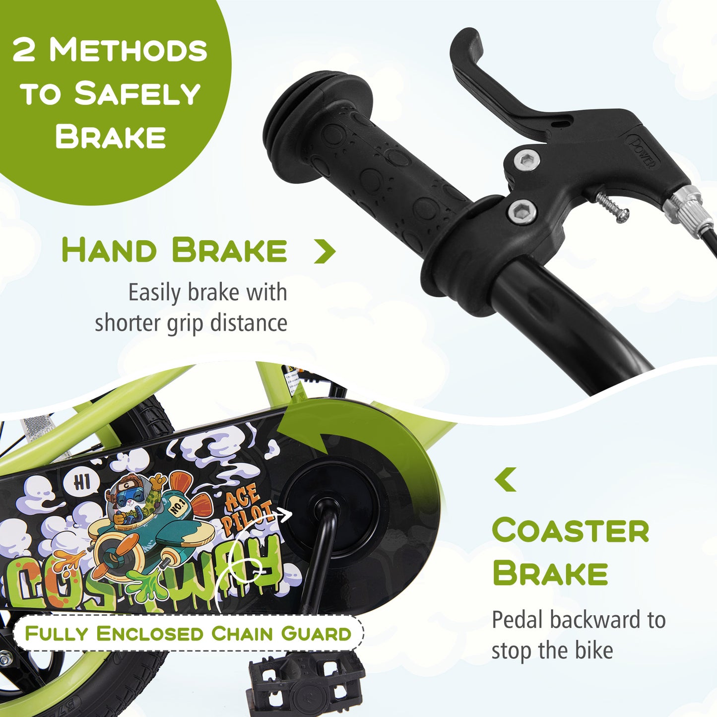 16 Inch Kids Bike Adjustable with Detachable Training Wheels for 4-8 Years Old-16 inches Kids Crystal