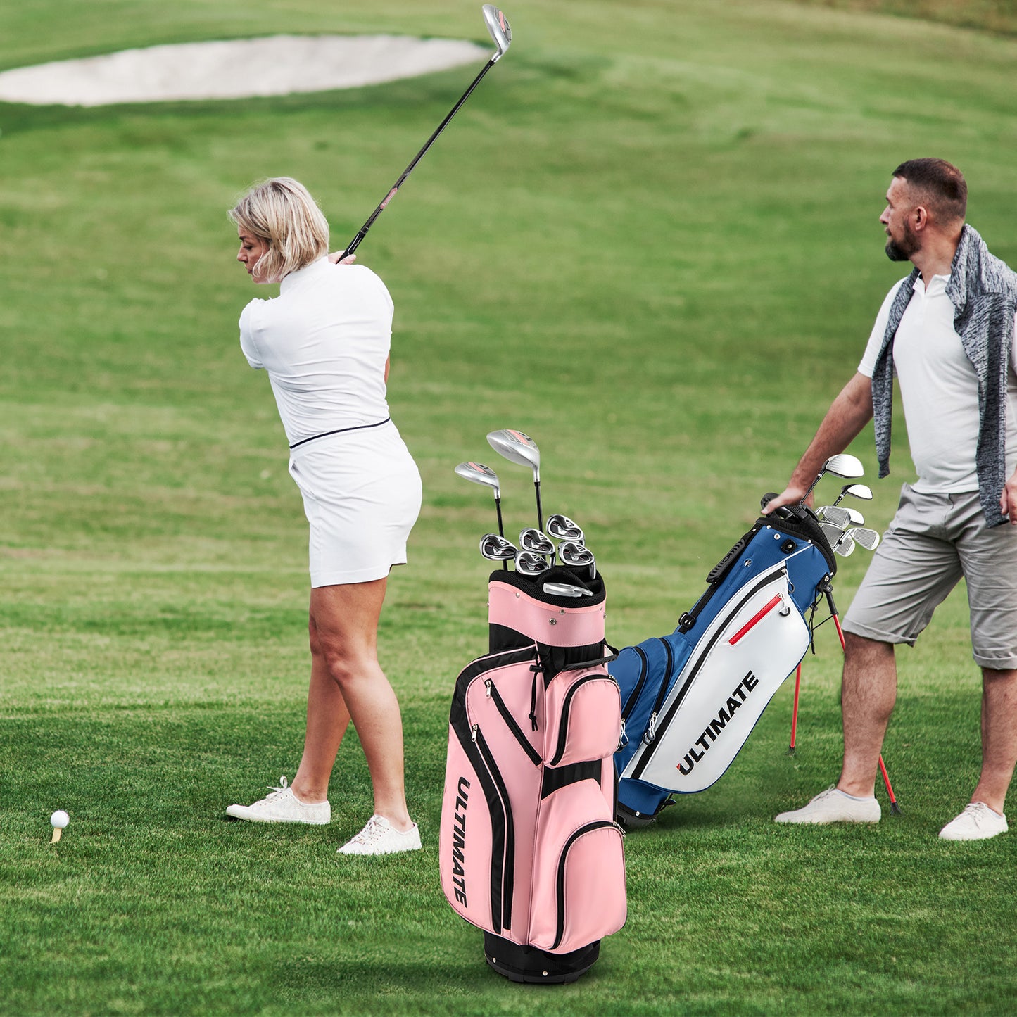 10 Pieces Womens Complete Golf Club Set with Alloy Driver Kids Crystal