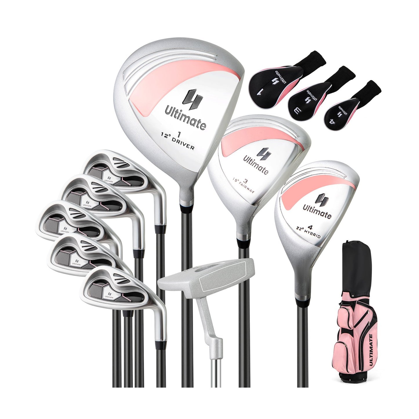 10 Pieces Womens Complete Golf Club Set with Alloy Driver Kids Crystal