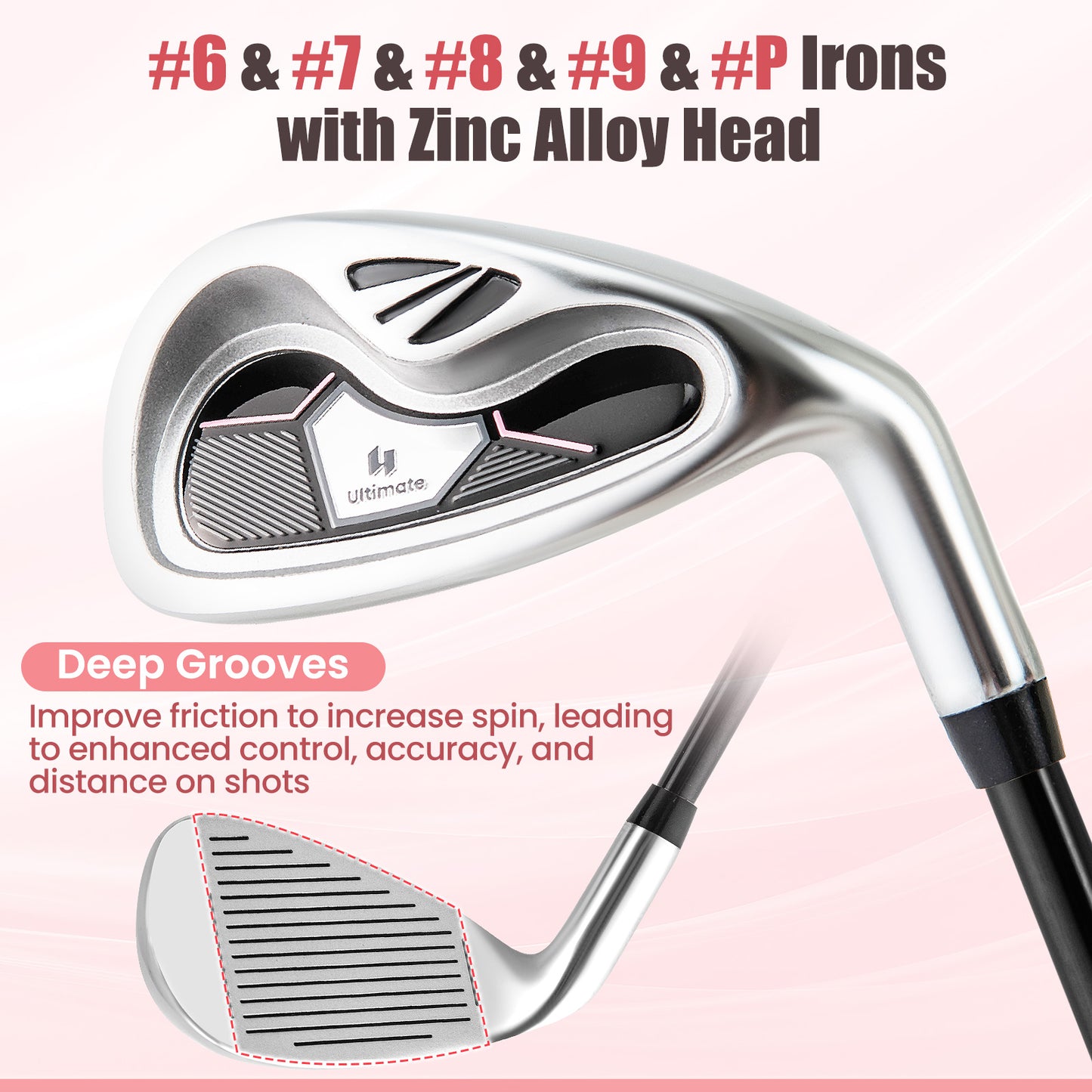 10 Pieces Womens Complete Golf Club Set with Alloy Driver Kids Crystal
