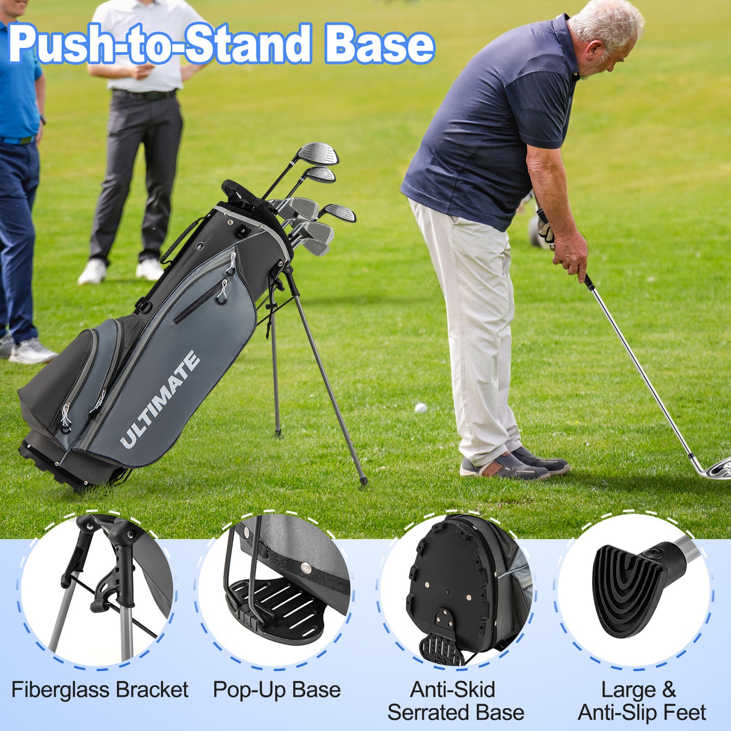 Men’s Profile Complete Golf Club Package Set Includes 10 Pieces-Gray Kids Crystal