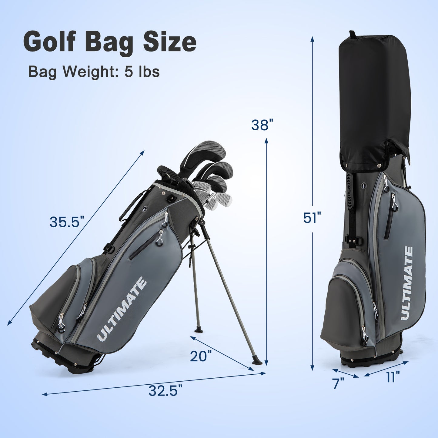 Men’s Profile Complete Golf Club Package Set Includes 10 Pieces-Gray Kids Crystal