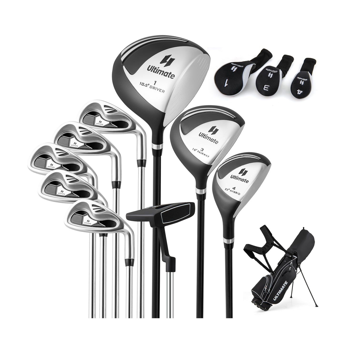 Men’s Profile Complete Golf Club Package Set Includes 10 Pieces-Black Kids Crystal