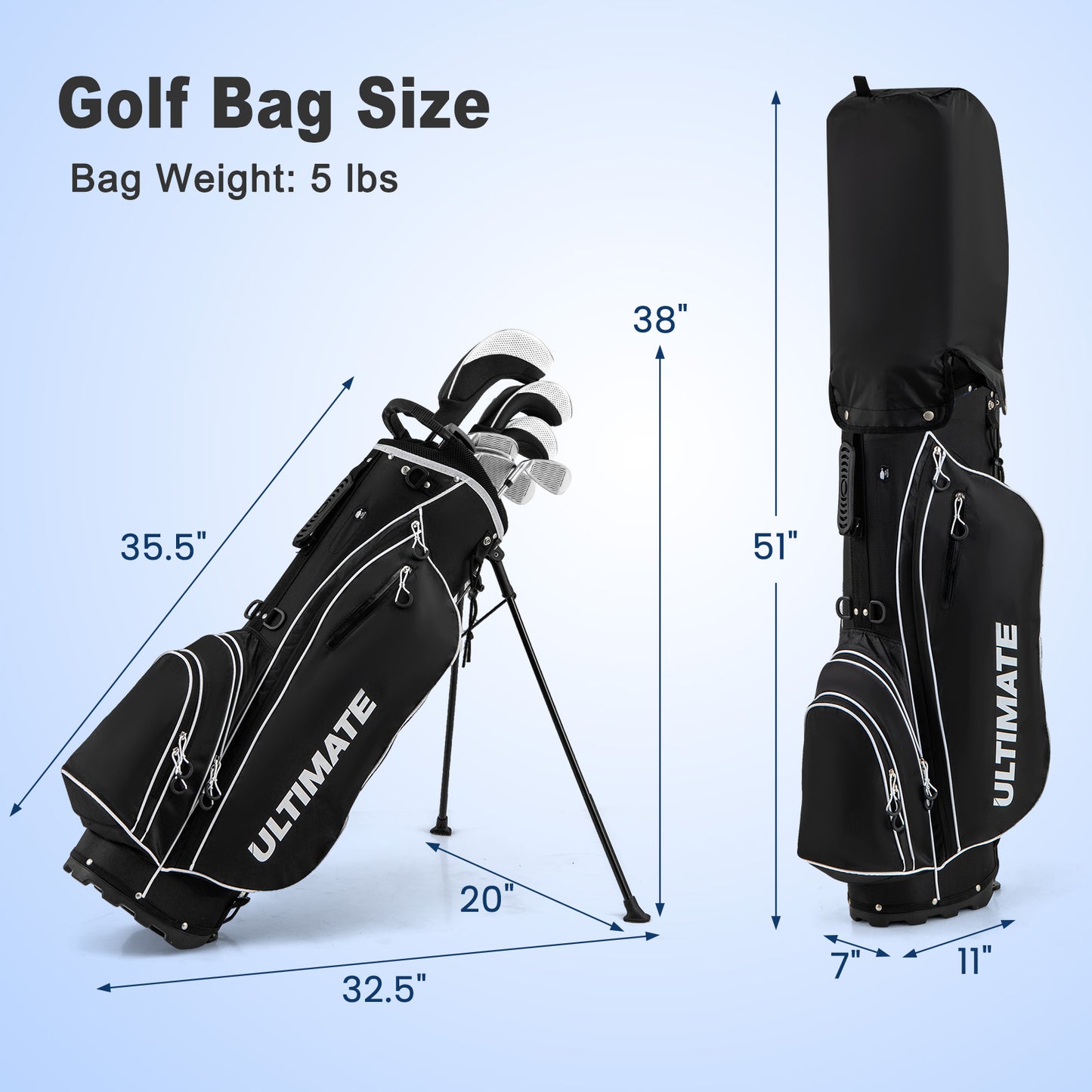 Men’s Profile Complete Golf Club Package Set Includes 10 Pieces-Black Kids Crystal