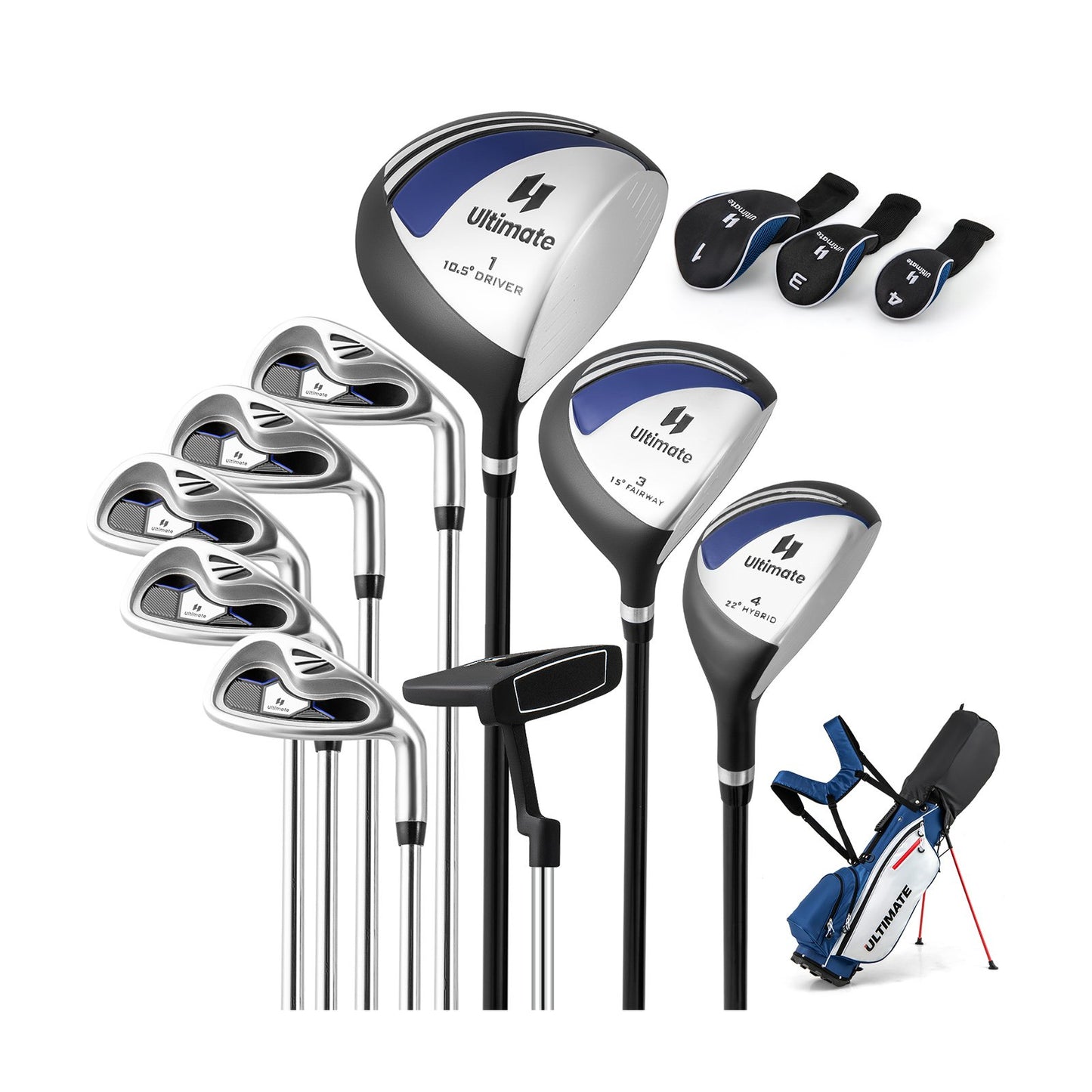 Men’s Profile Complete Golf Club Package Set Includes 10 Pieces-Blue Kids Crystal