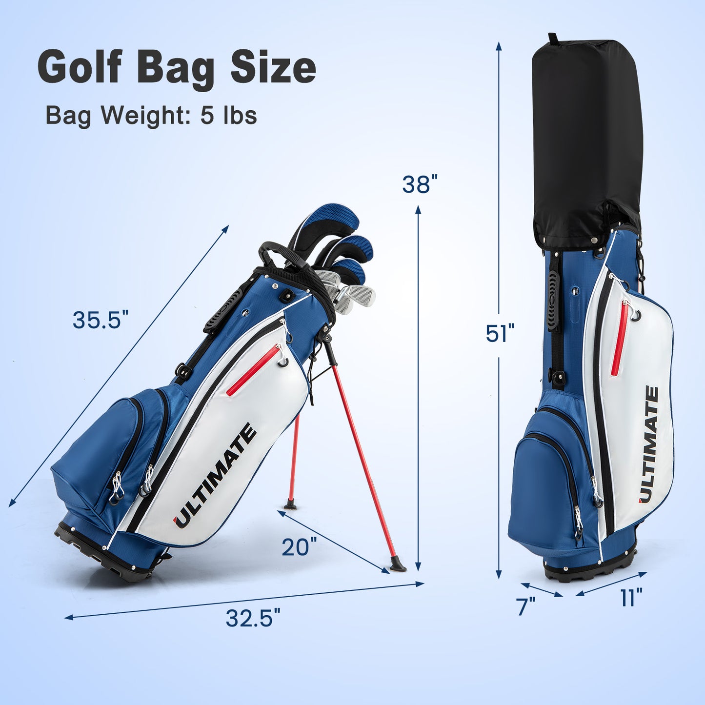 Men’s Profile Complete Golf Club Package Set Includes 10 Pieces-Blue Kids Crystal