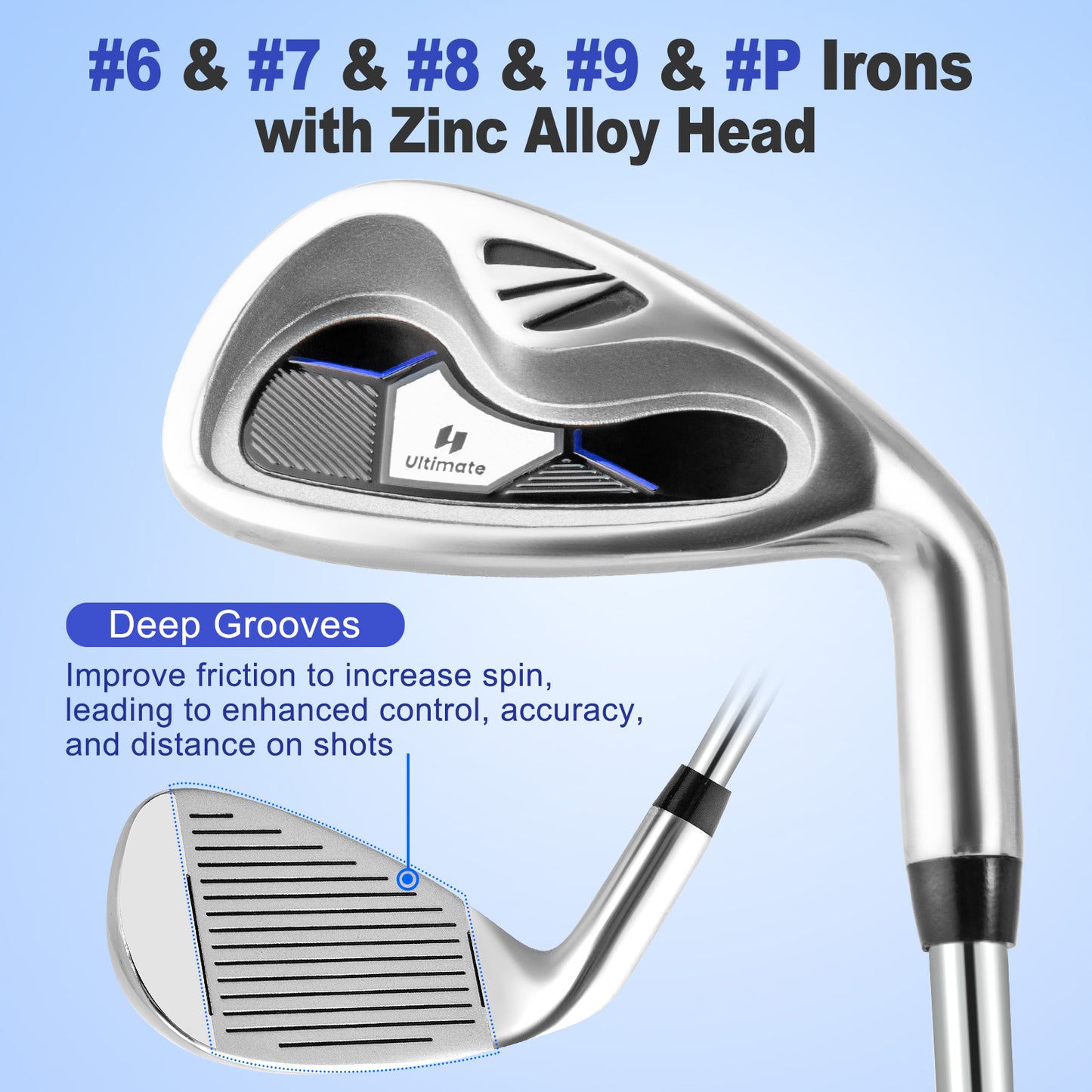 Men’s Profile Complete Golf Club Package Set Includes 10 Pieces-Blue Kids Crystal