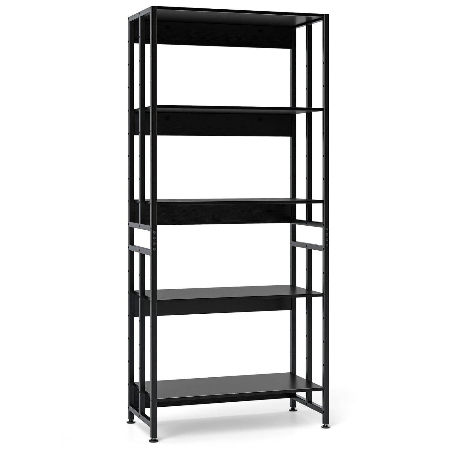 5-Tier Bookshelf with Adjustable and Tiltable Shelves-Black Kids Crystal