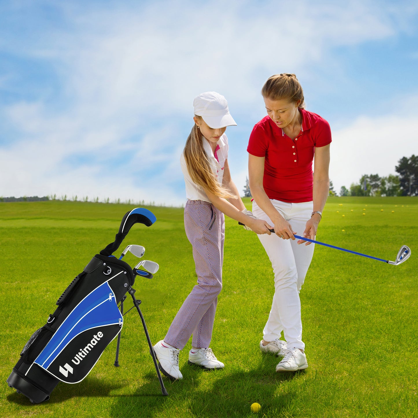 Junior Complete Golf Club Set for Age 8 to 10-Blue Kids Crystal