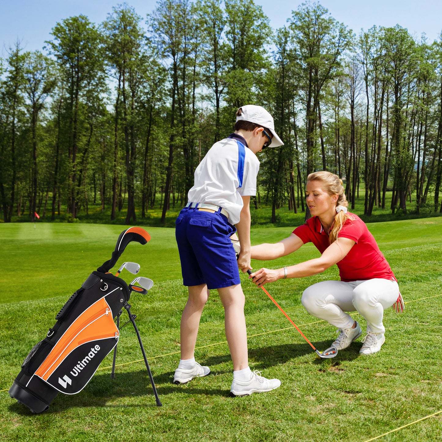 Junior Complete Golf Club Set for Age 8 to 10-Yellow Kids Crystal