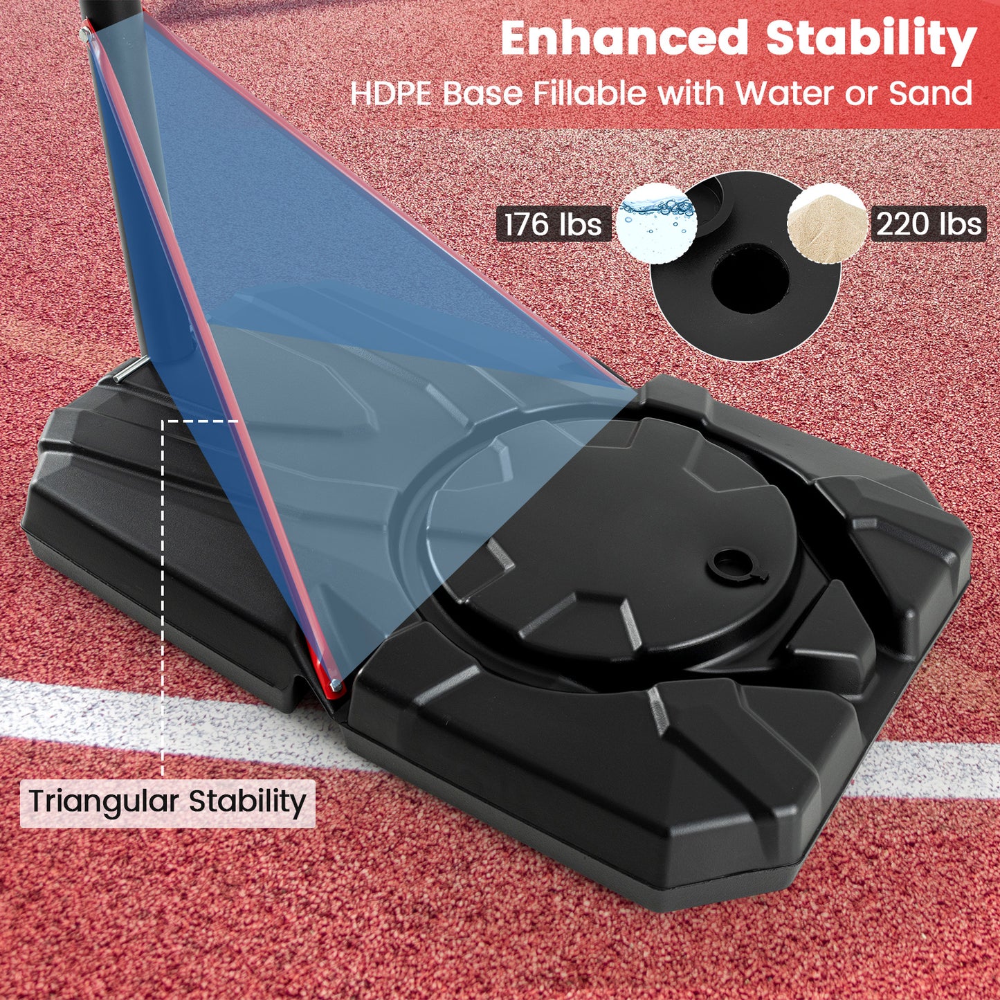 Portable Basketball Hoop with 7.5-10 FT Height Adjustable Kids Crystal