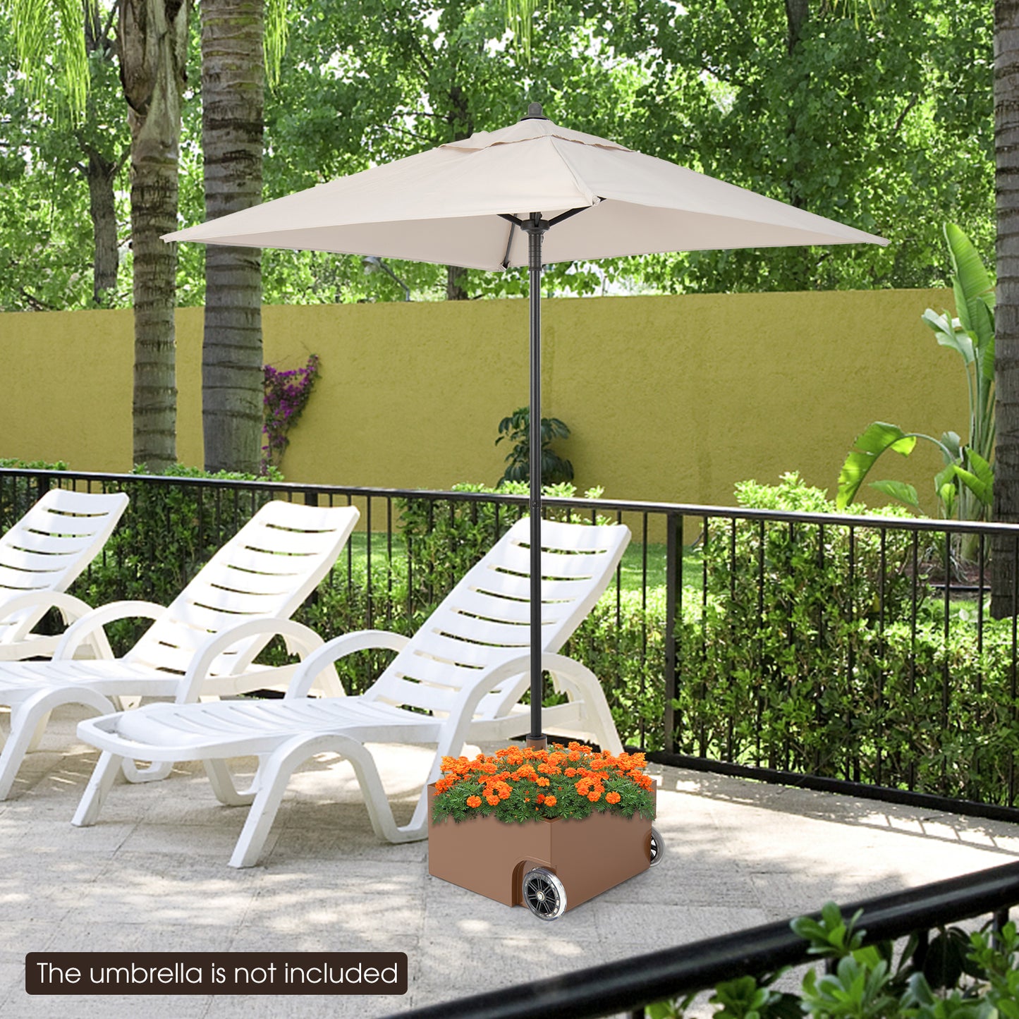 150 Pounds Patio Umbrella Base Stand Wheels Planter Outdoor-Coffee Kids Crystal