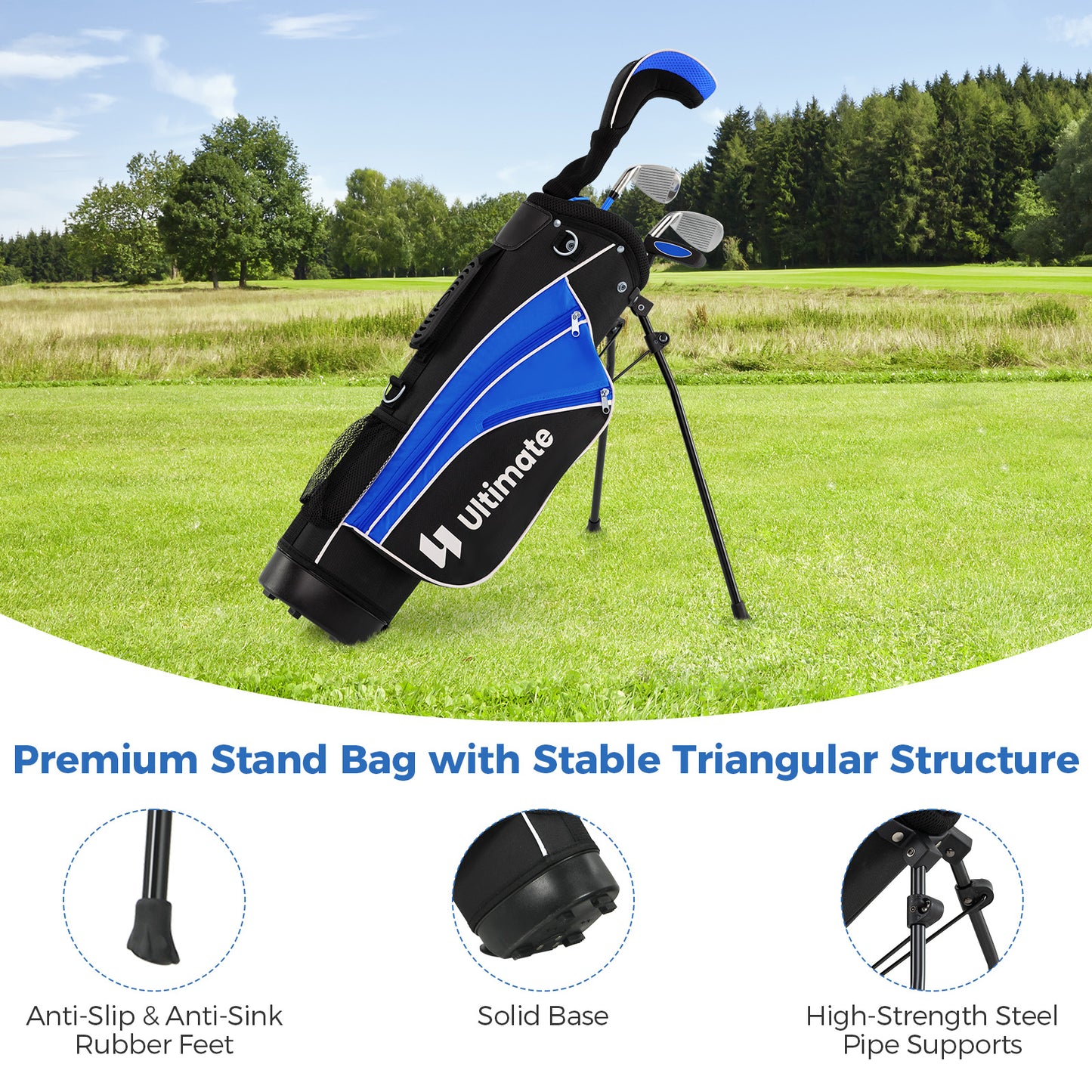 Complete Golf Club Set for Children Age 11-13-Blue Kids Crystal